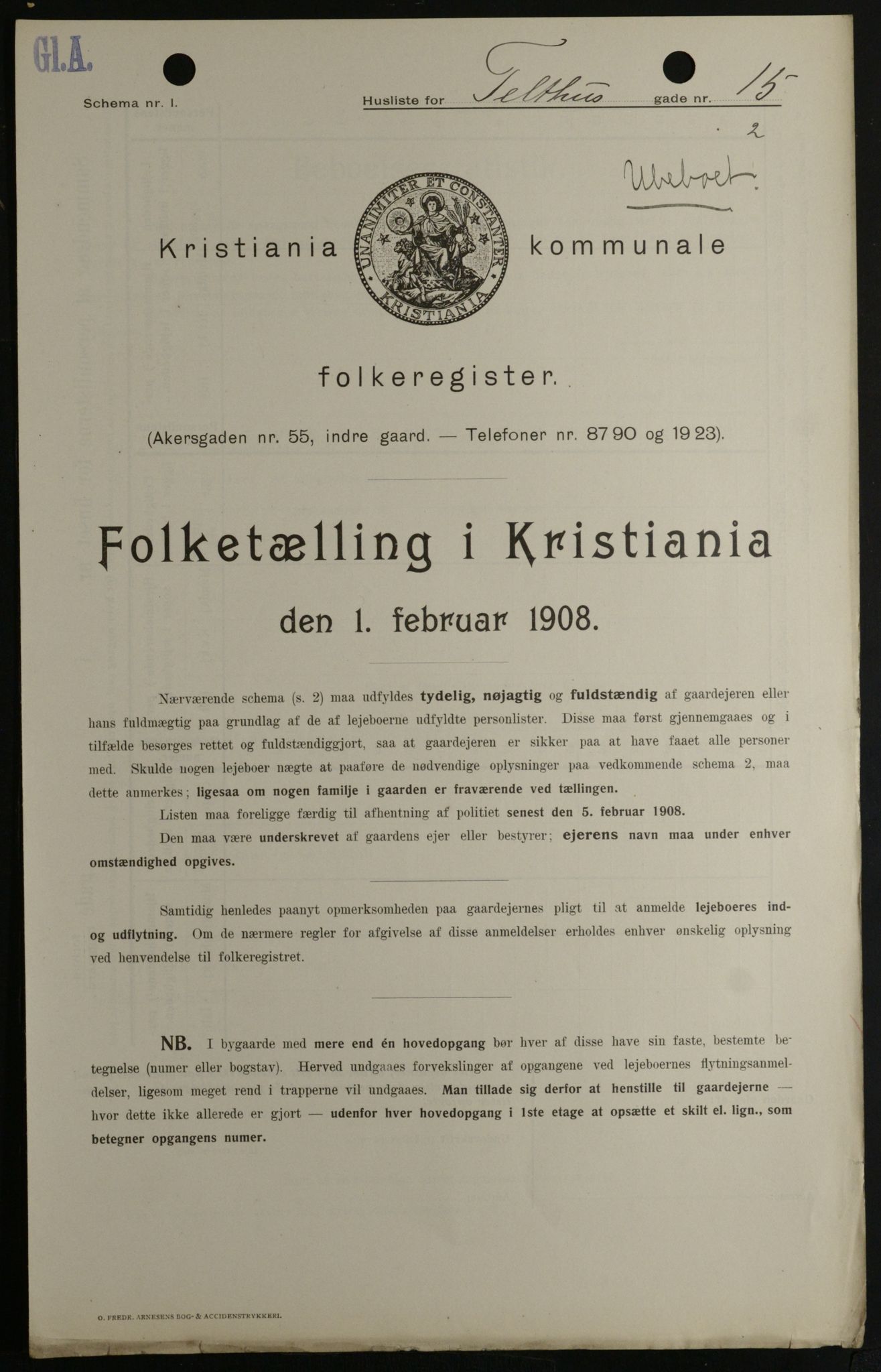 OBA, Municipal Census 1908 for Kristiania, 1908, p. 96749