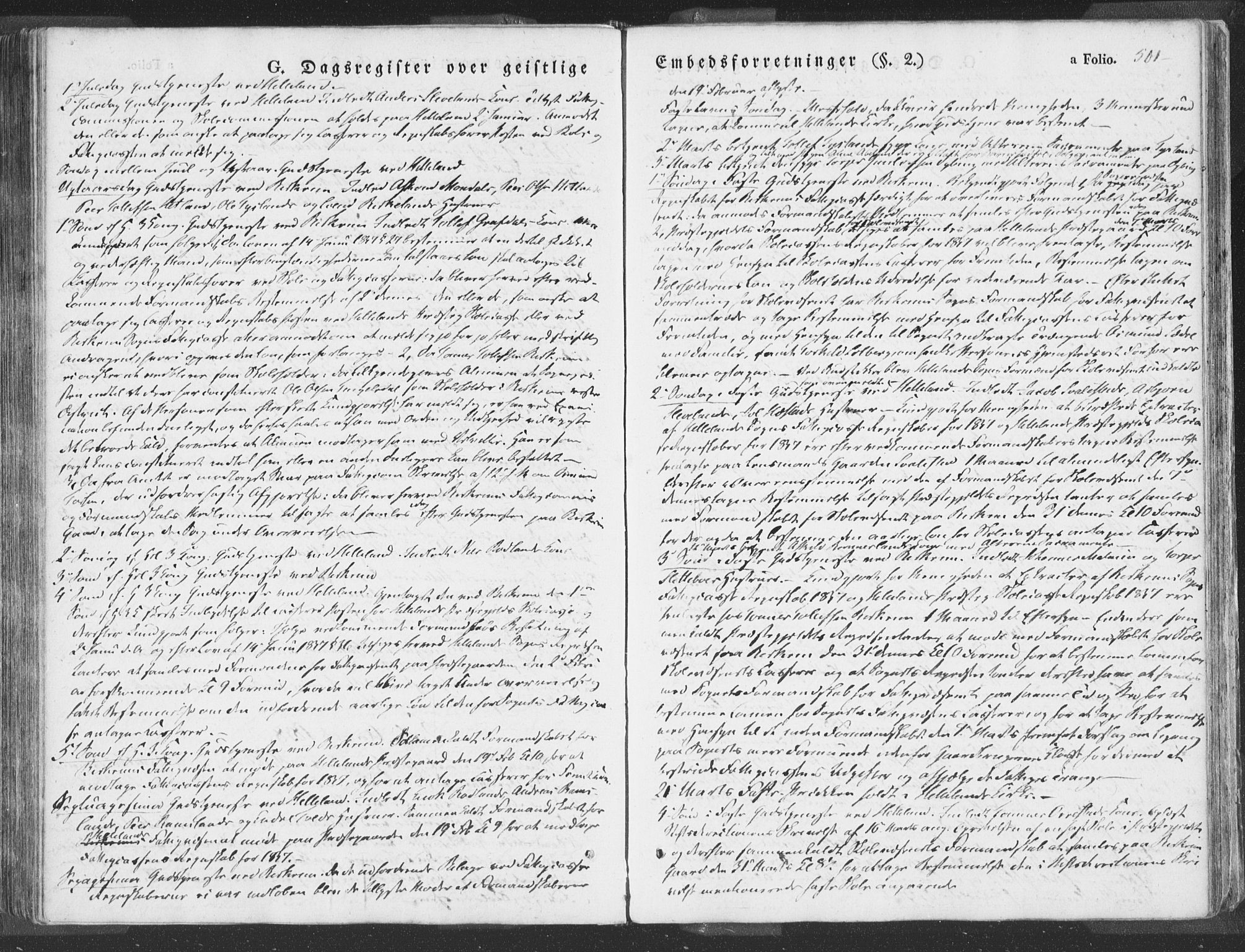 Helleland sokneprestkontor, AV/SAST-A-101810: Parish register (official) no. A 6.2, 1834-1863, p. 501