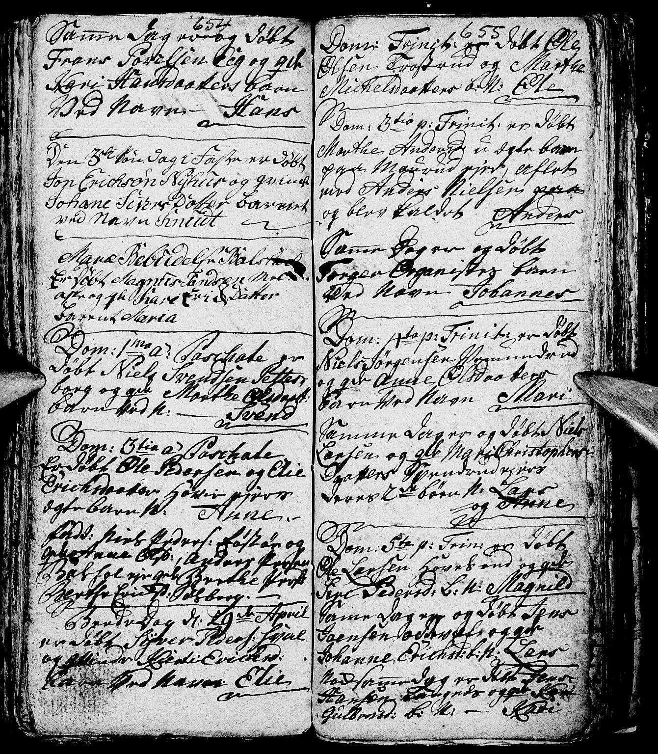 Nes prestekontor, Hedmark, SAH/PREST-020/L/La/L0001: Parish register (copy) no. 1, 1663-1784, p. 654-655