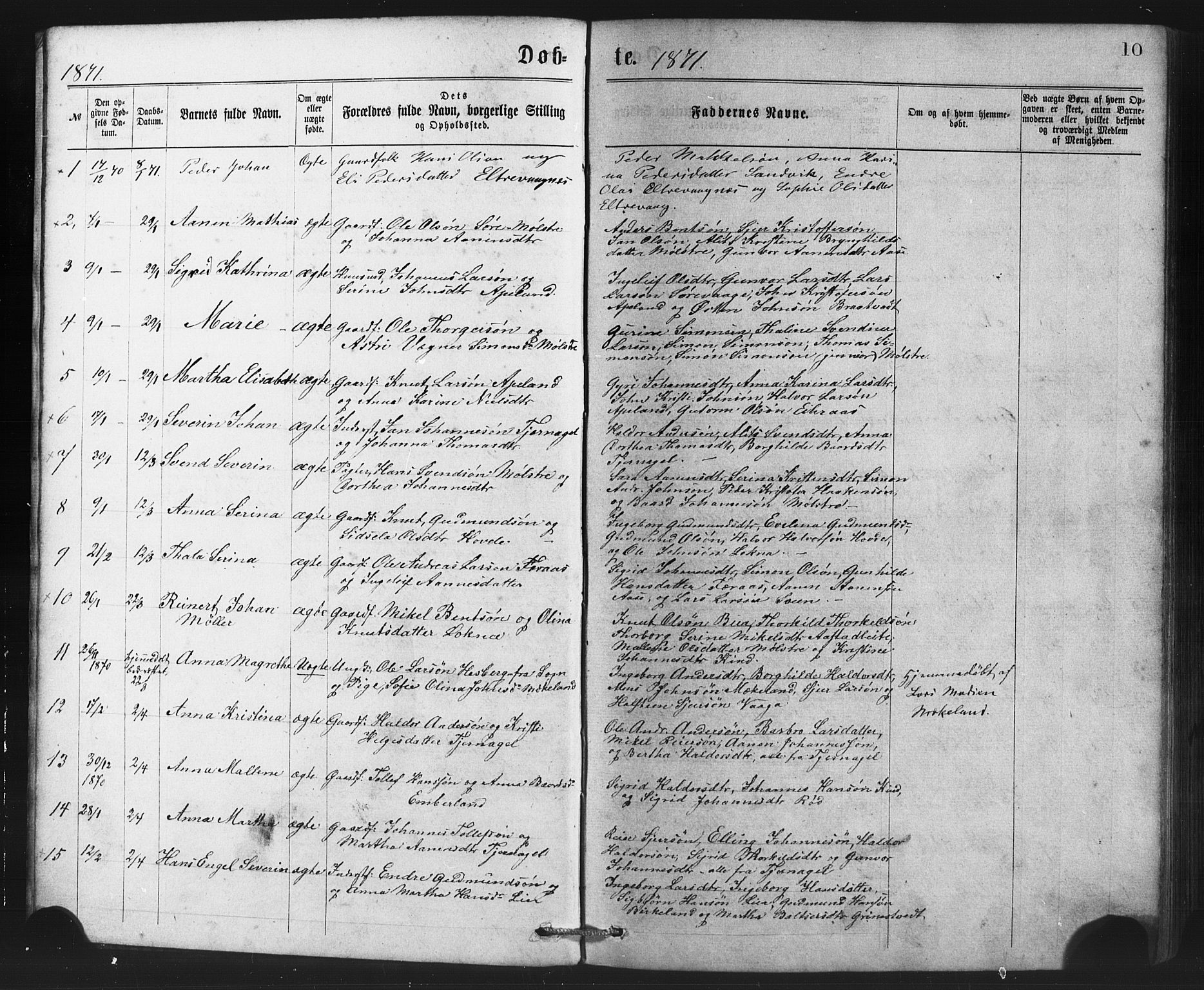 Sveio Sokneprestembete, SAB/A-78501/H/Haa: Parish register (official) no. B 1, 1870-1883, p. 10