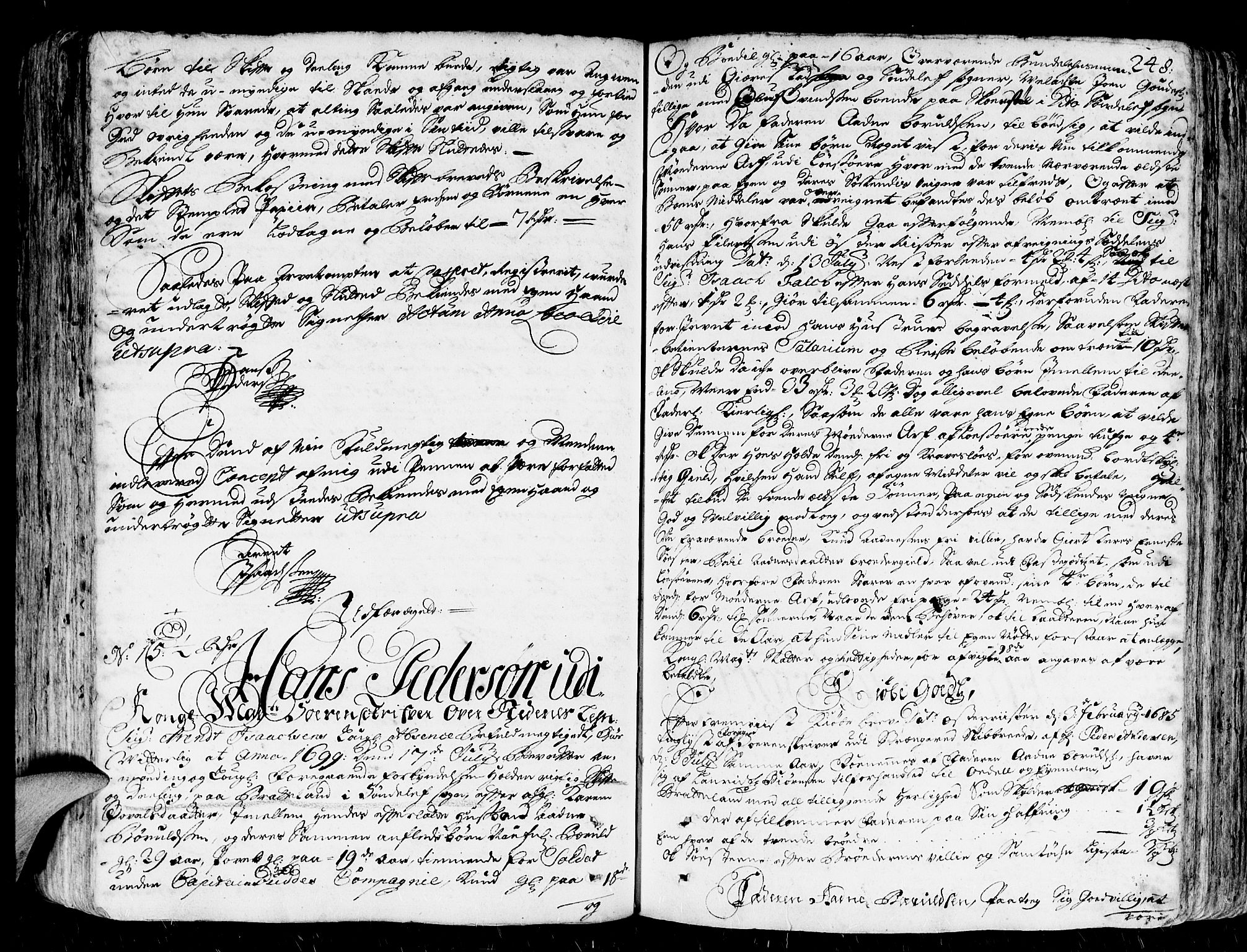 Nedenes sorenskriveri før 1824, SAK/1221-0007/H/Hc/L0002: Skifteprotokoll med register nr 2, 1698-1701, p. 247b-248a