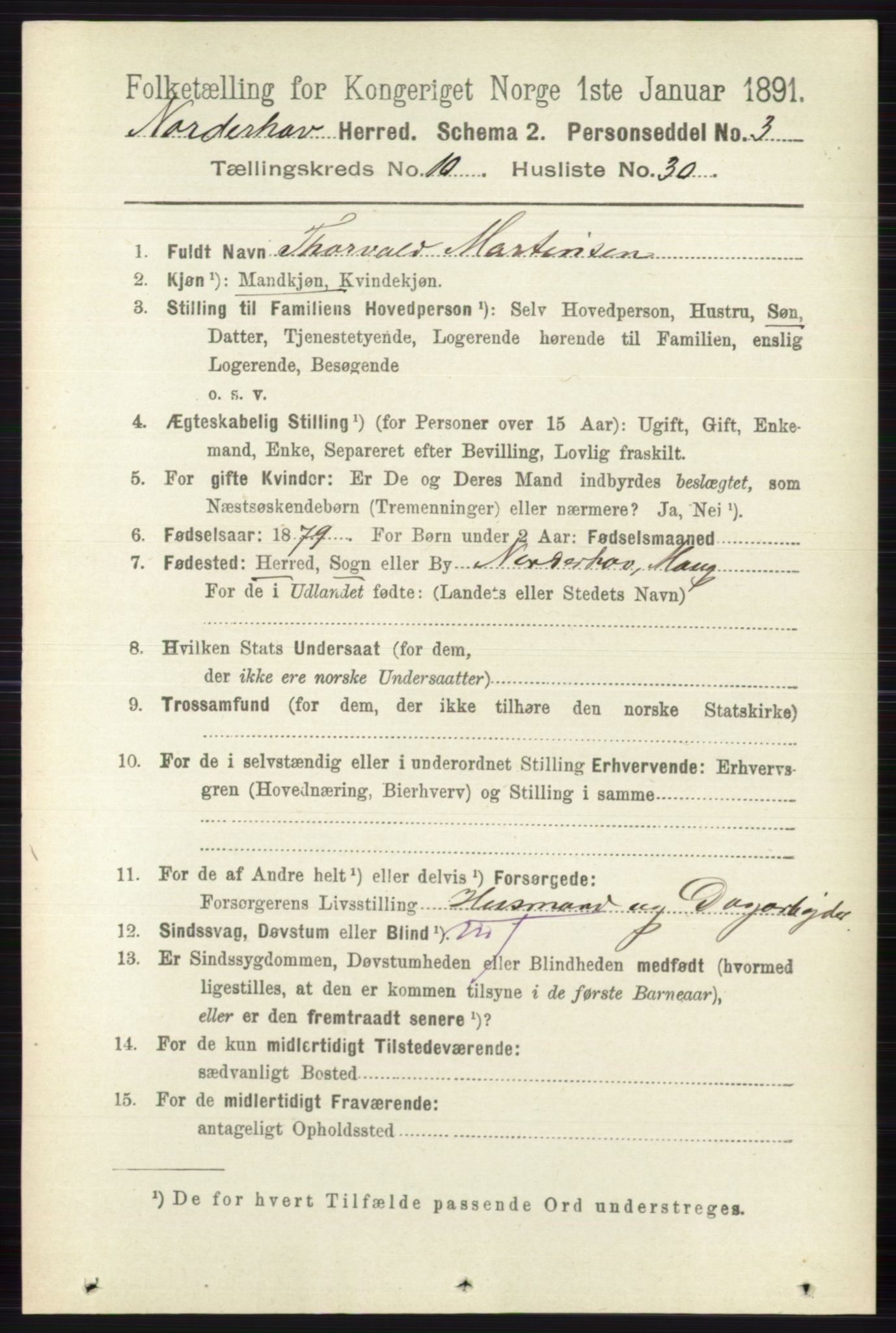 RA, 1891 census for 0613 Norderhov, 1891, p. 7674
