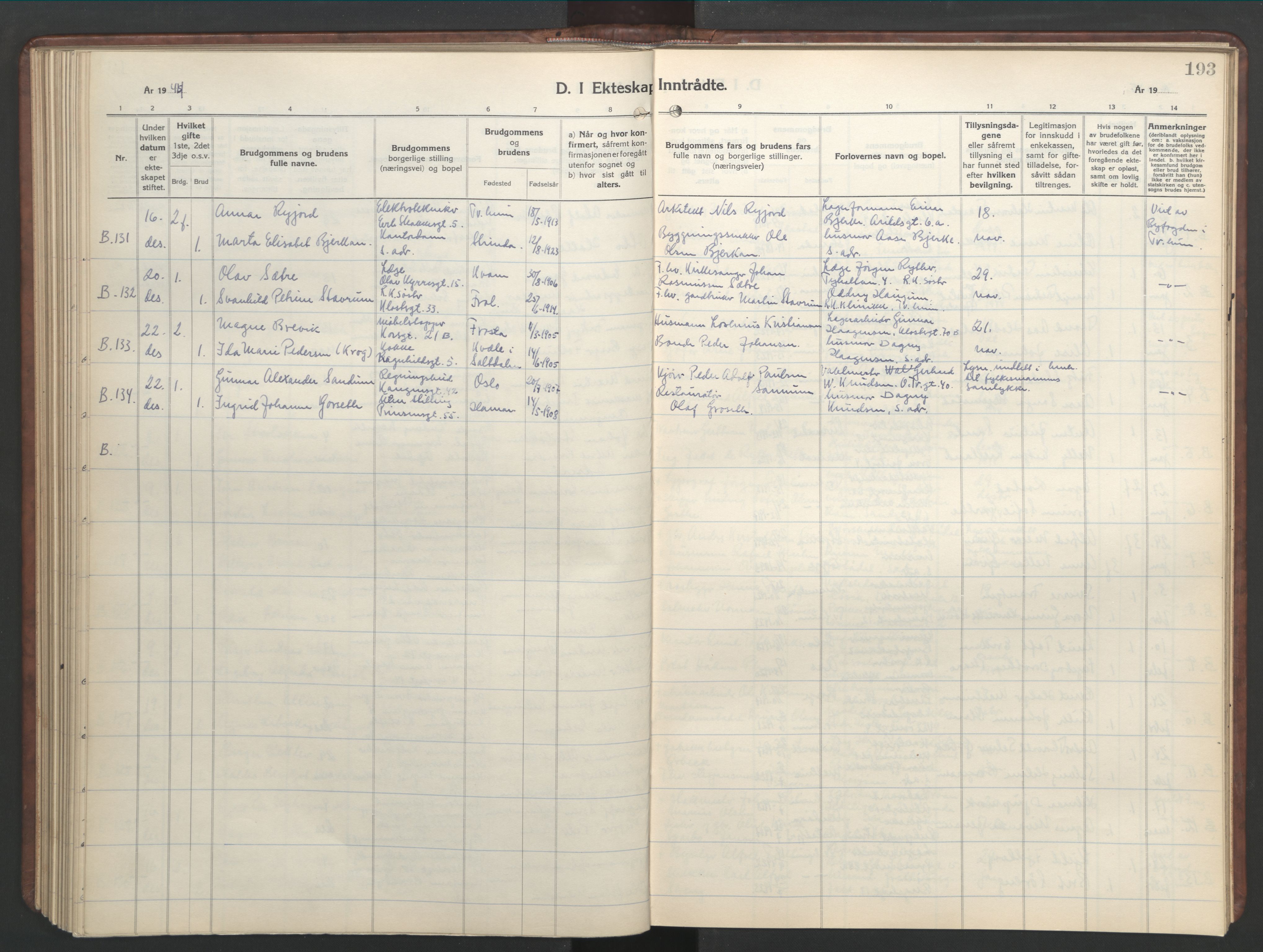 Ministerialprotokoller, klokkerbøker og fødselsregistre - Sør-Trøndelag, SAT/A-1456/601/L0101: Parish register (copy) no. 601C19, 1935-1946, p. 193