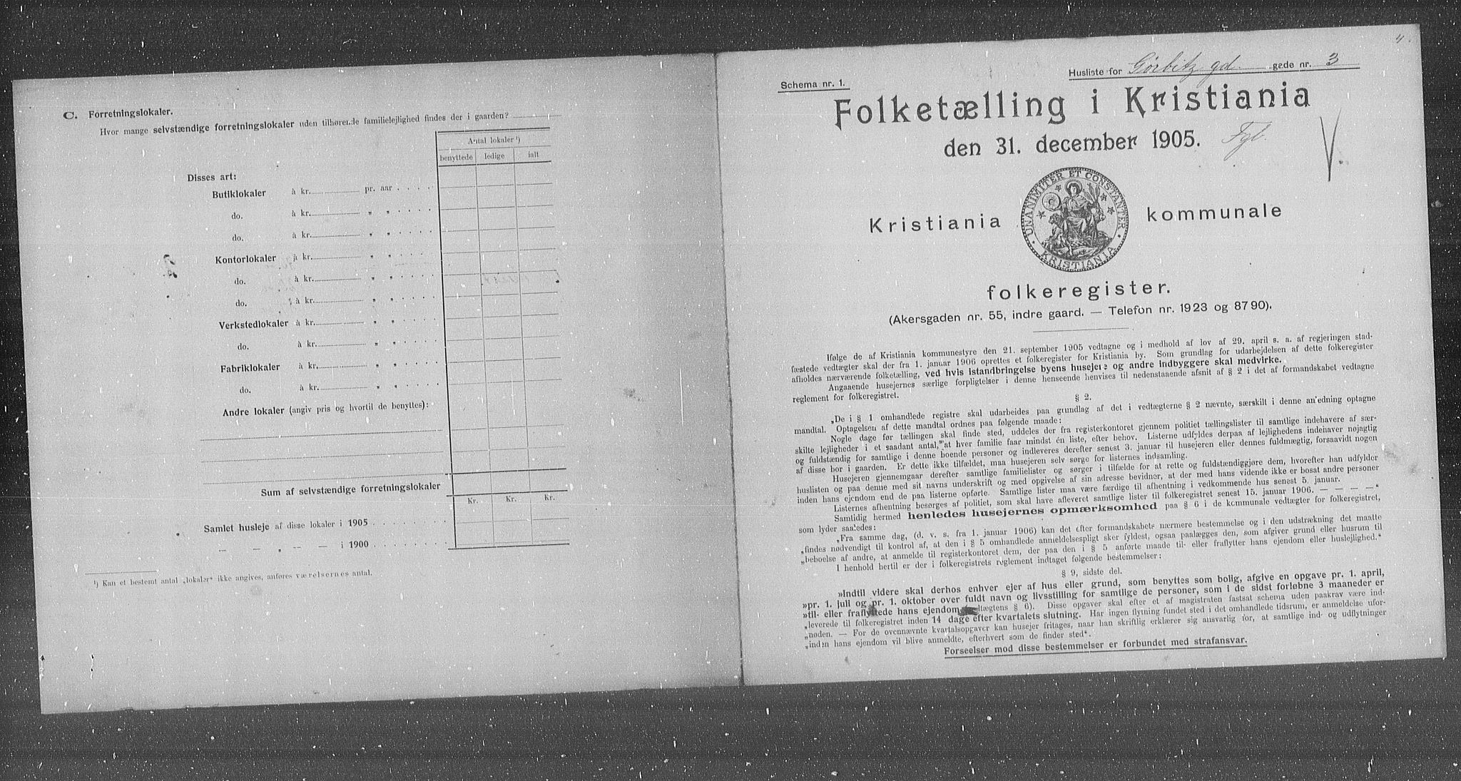 OBA, Municipal Census 1905 for Kristiania, 1905, p. 17185