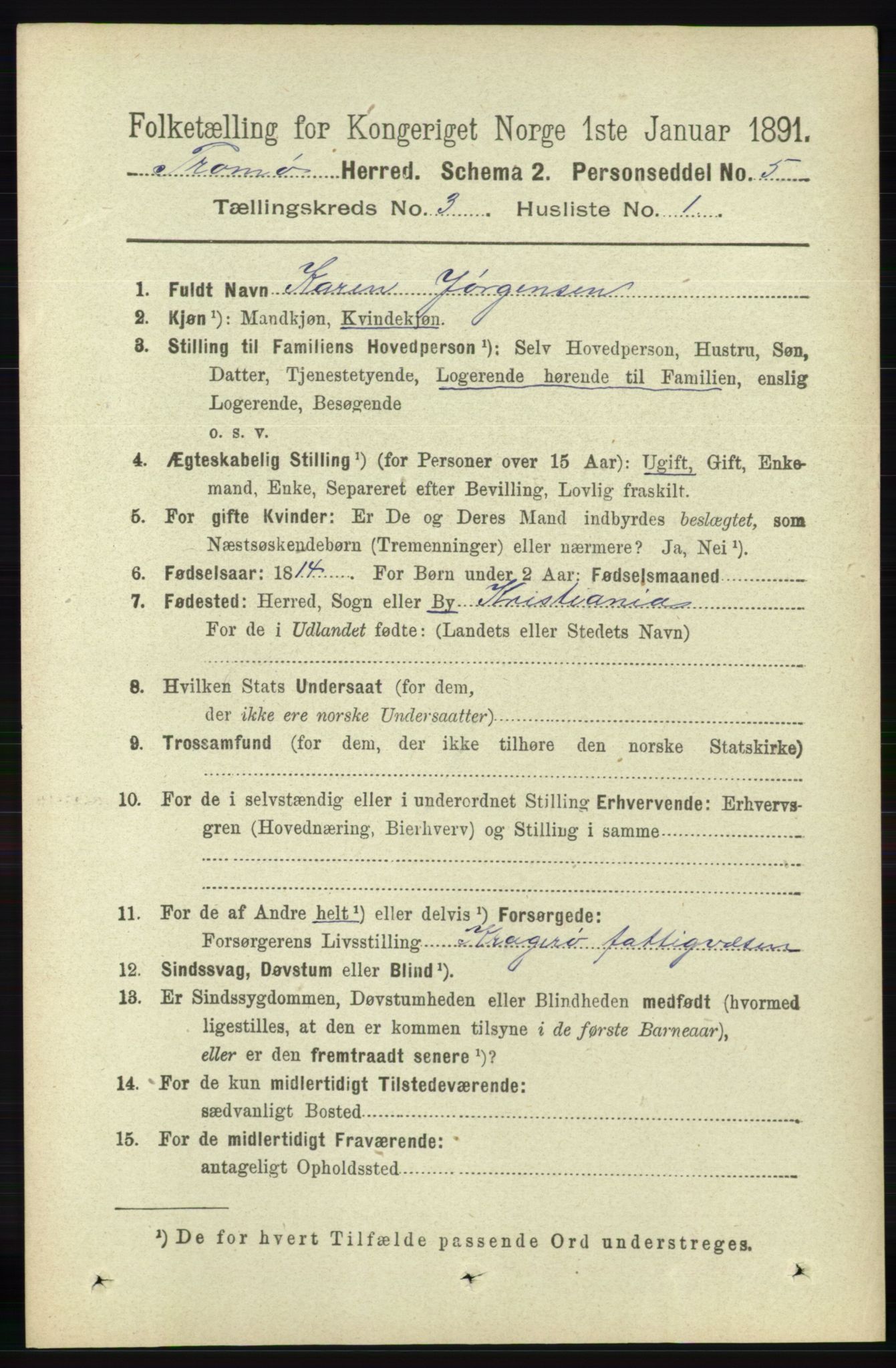 RA, 1891 census for 0921 Tromøy, 1891, p. 963