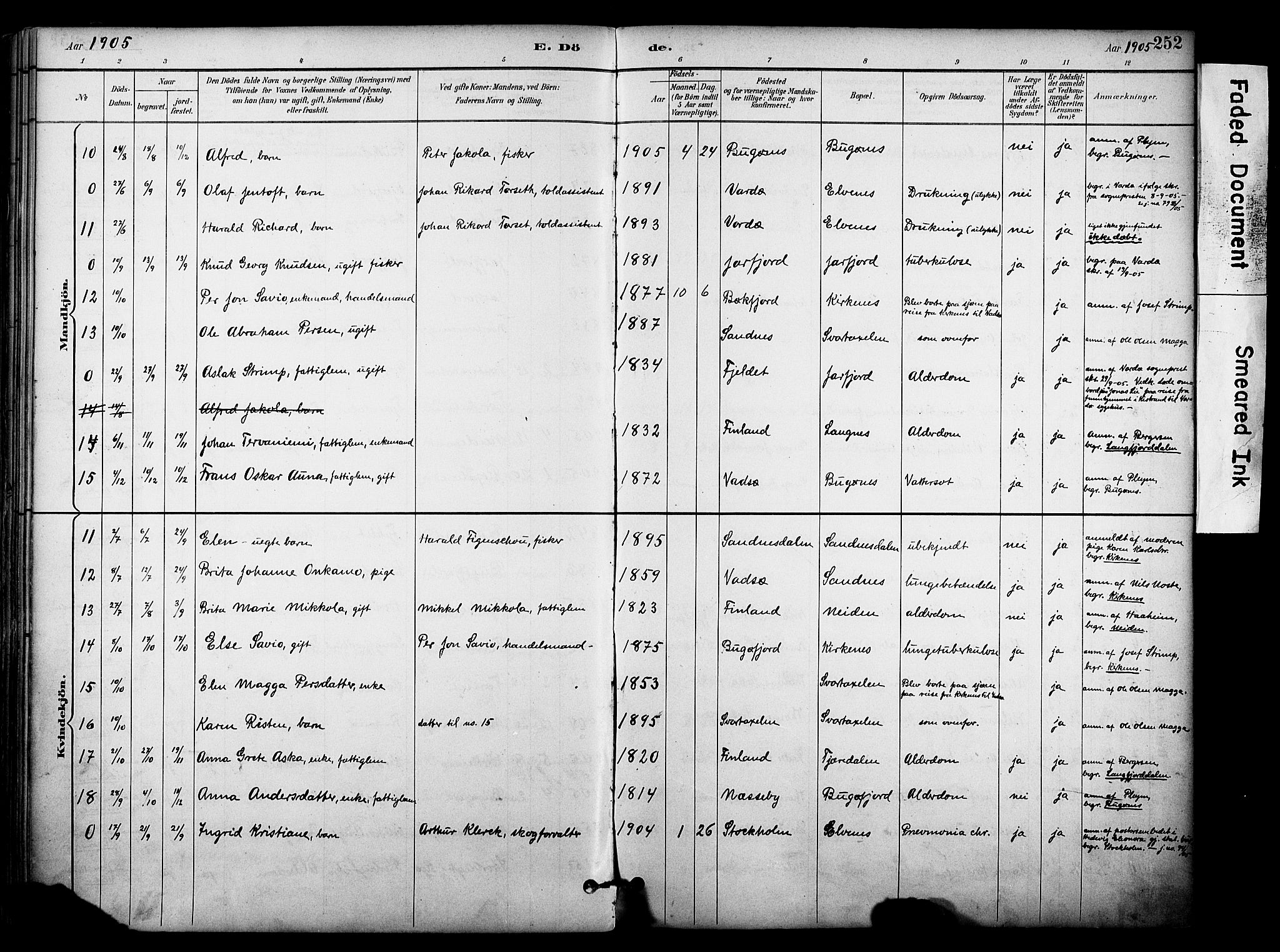 Sør-Varanger sokneprestkontor, AV/SATØ-S-1331/H/Ha/L0004kirke: Parish register (official) no. 4, 1891-1908, p. 252