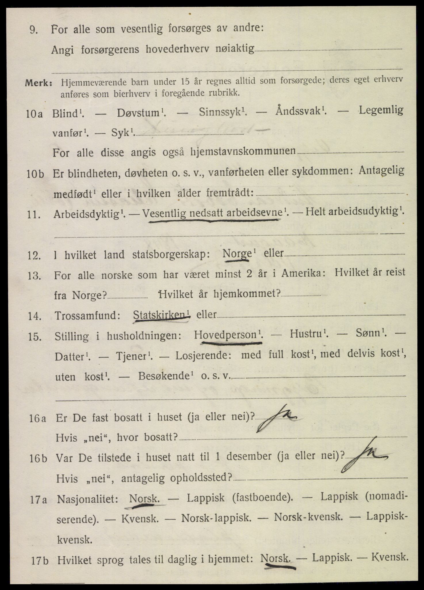 SAT, 1920 census for Velfjord, 1920, p. 1362