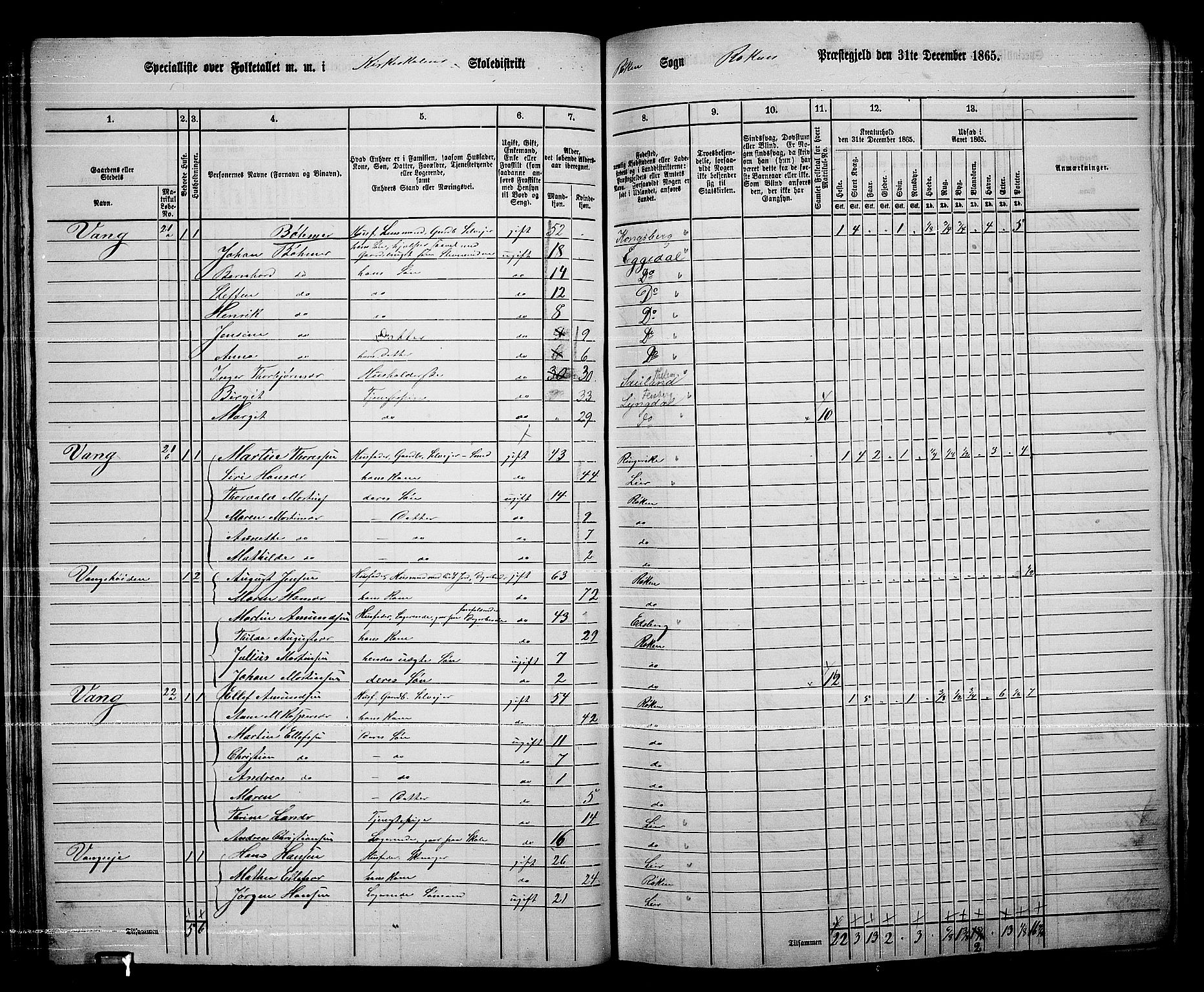 RA, 1865 census for Røyken, 1865, p. 44