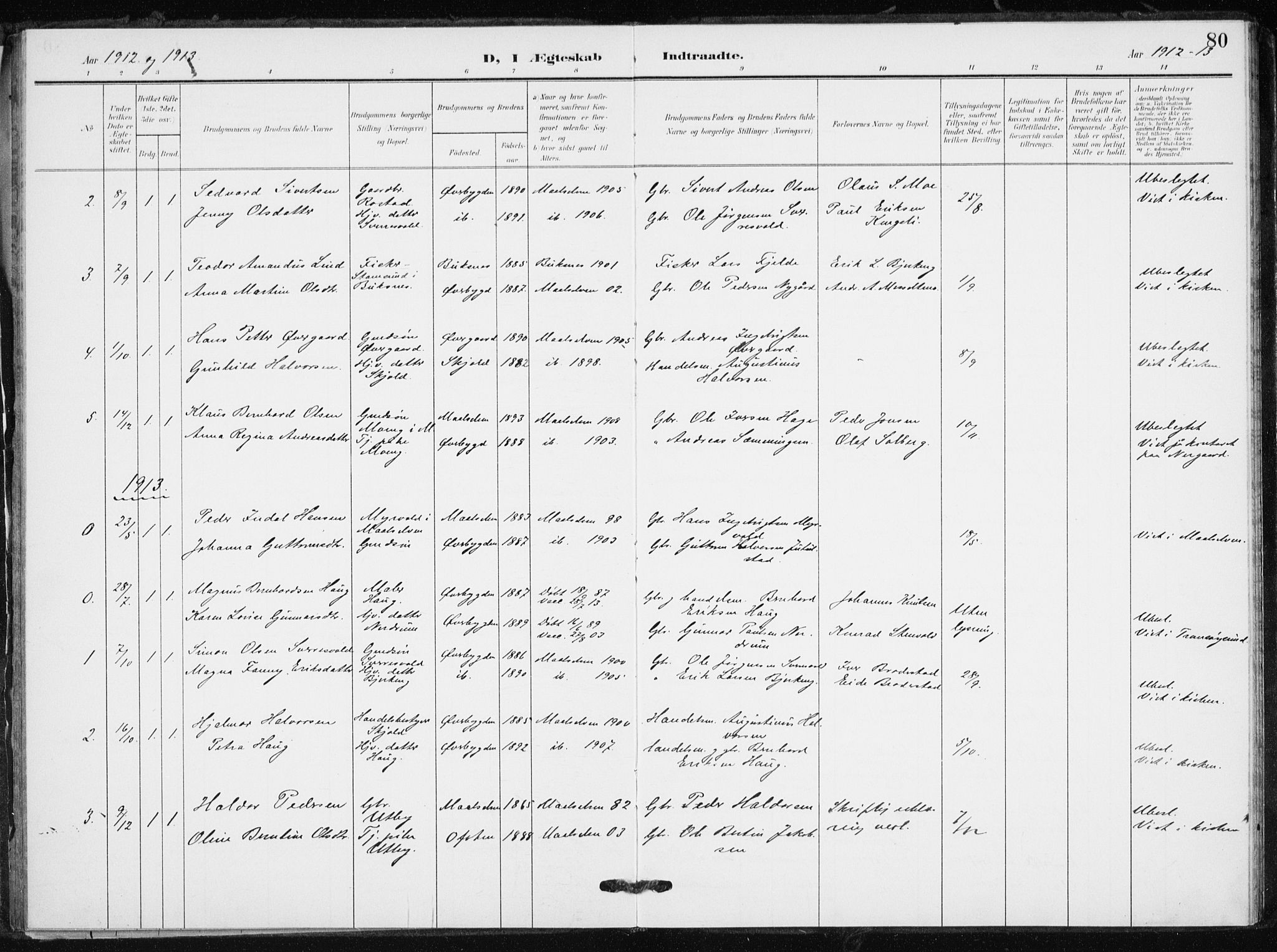 Målselv sokneprestembete, SATØ/S-1311/G/Ga/Gaa/L0012kirke: Parish register (official) no. 12, 1903-1920, p. 80