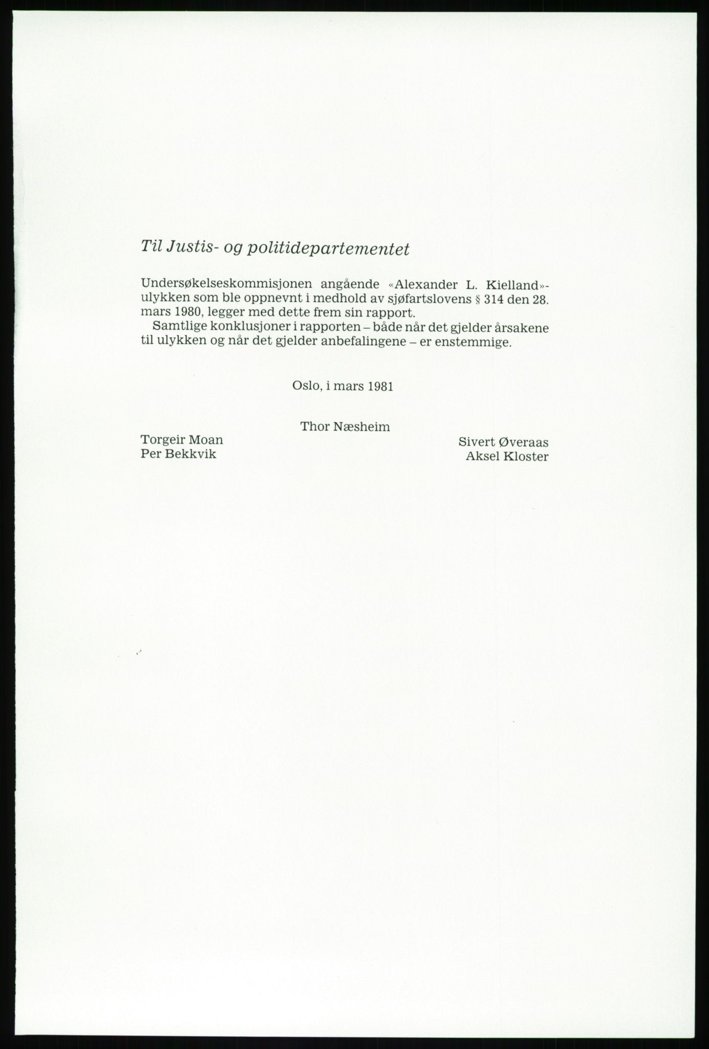 Justisdepartementet, Granskningskommisjonen ved Alexander Kielland-ulykken 27.3.1980, AV/RA-S-1165/D/L0003: 0001 NOU 1981:11 Alexander Kielland ulykken/0002 Korrespondanse/0003: Alexander L. Kielland: Operating manual, 1980-1981, p. 4