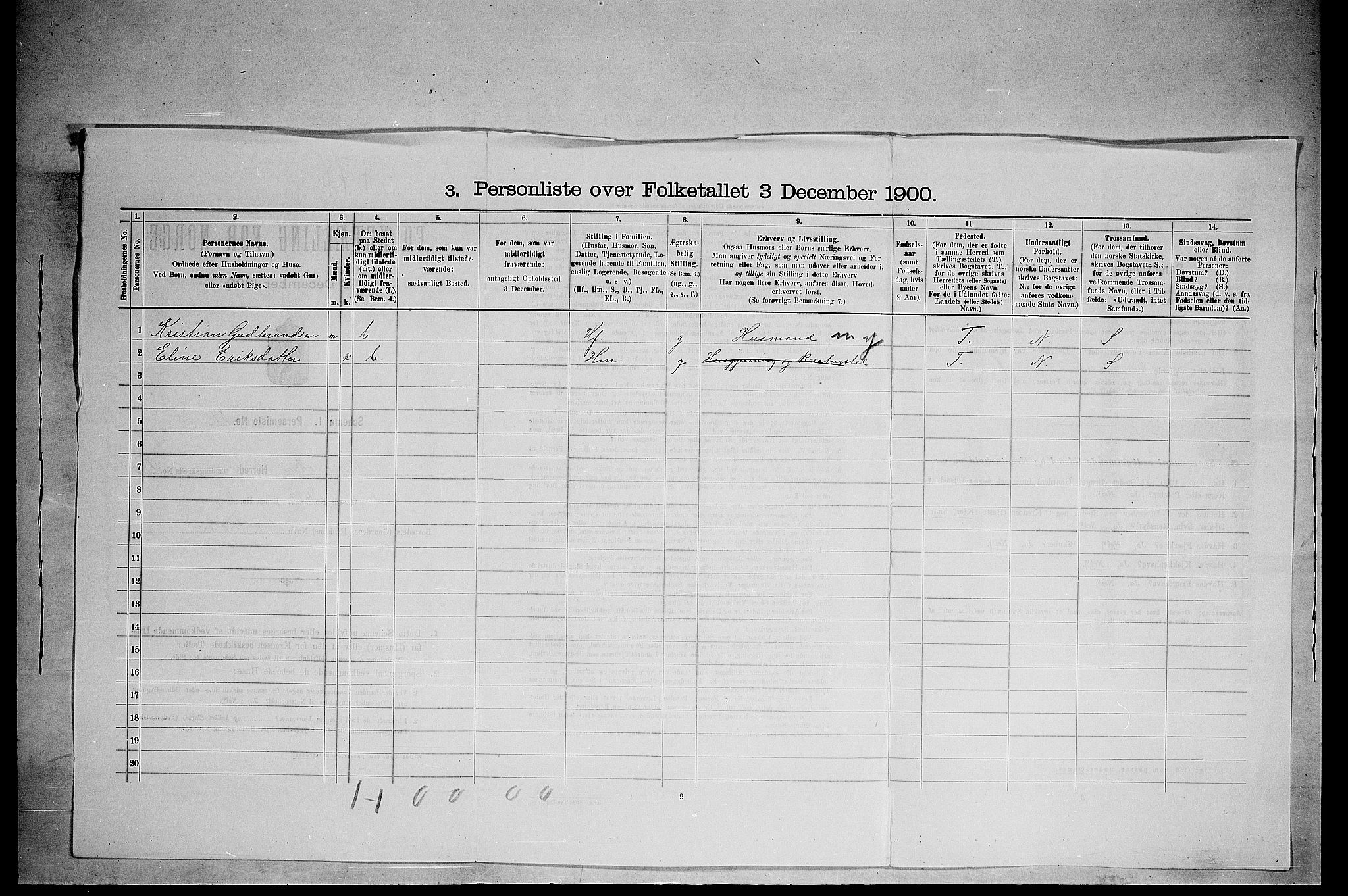 SAH, 1900 census for Ringsaker, 1900, p. 3554