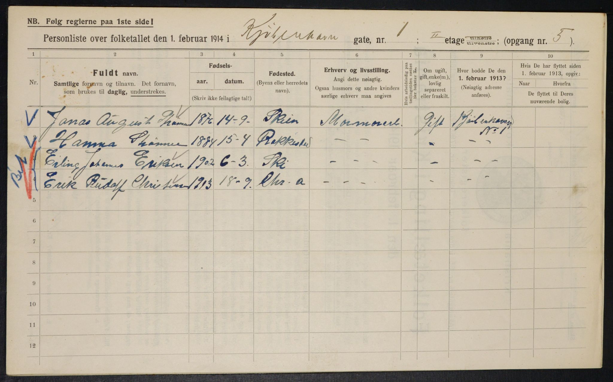 OBA, Municipal Census 1914 for Kristiania, 1914, p. 54920