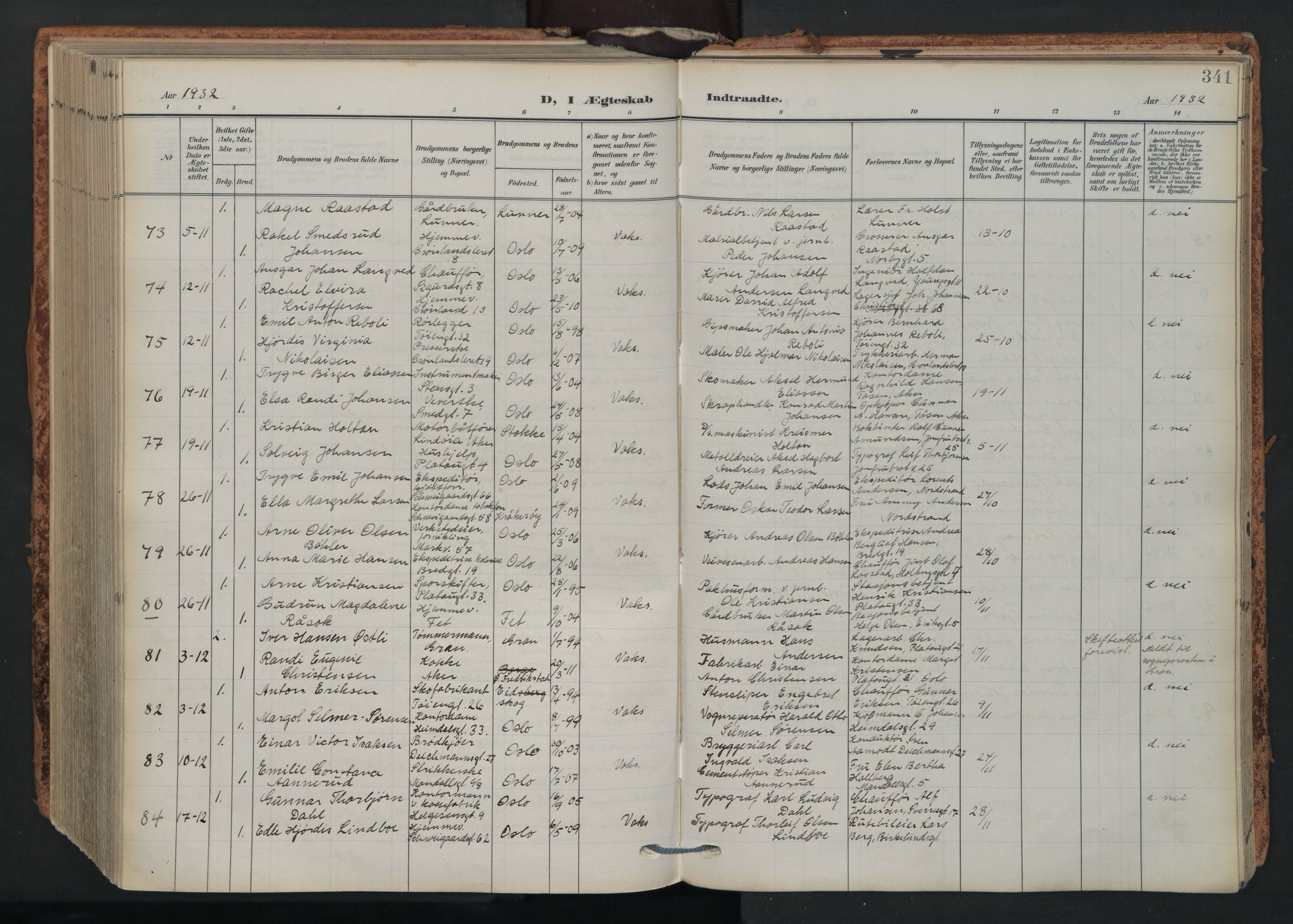 Grønland prestekontor Kirkebøker, AV/SAO-A-10848/F/Fa/L0017: Parish register (official) no. 17, 1906-1934, p. 341