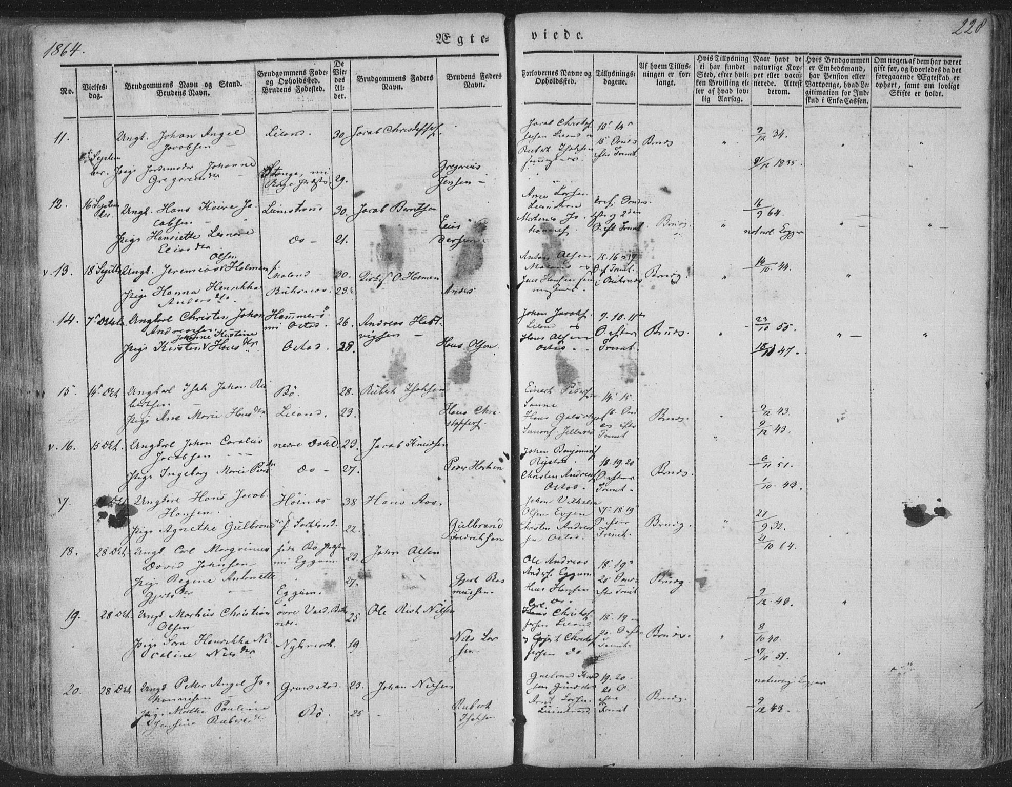 Ministerialprotokoller, klokkerbøker og fødselsregistre - Nordland, SAT/A-1459/880/L1131: Parish register (official) no. 880A05, 1844-1868, p. 228