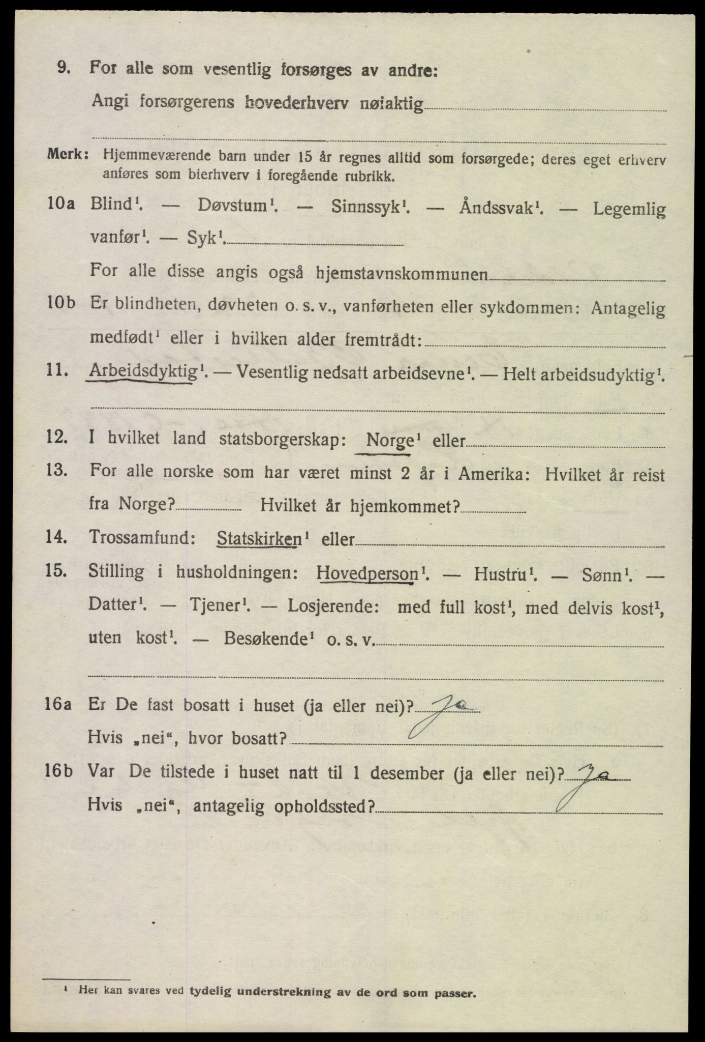 SAK, 1920 census for Oddernes, 1920, p. 5440