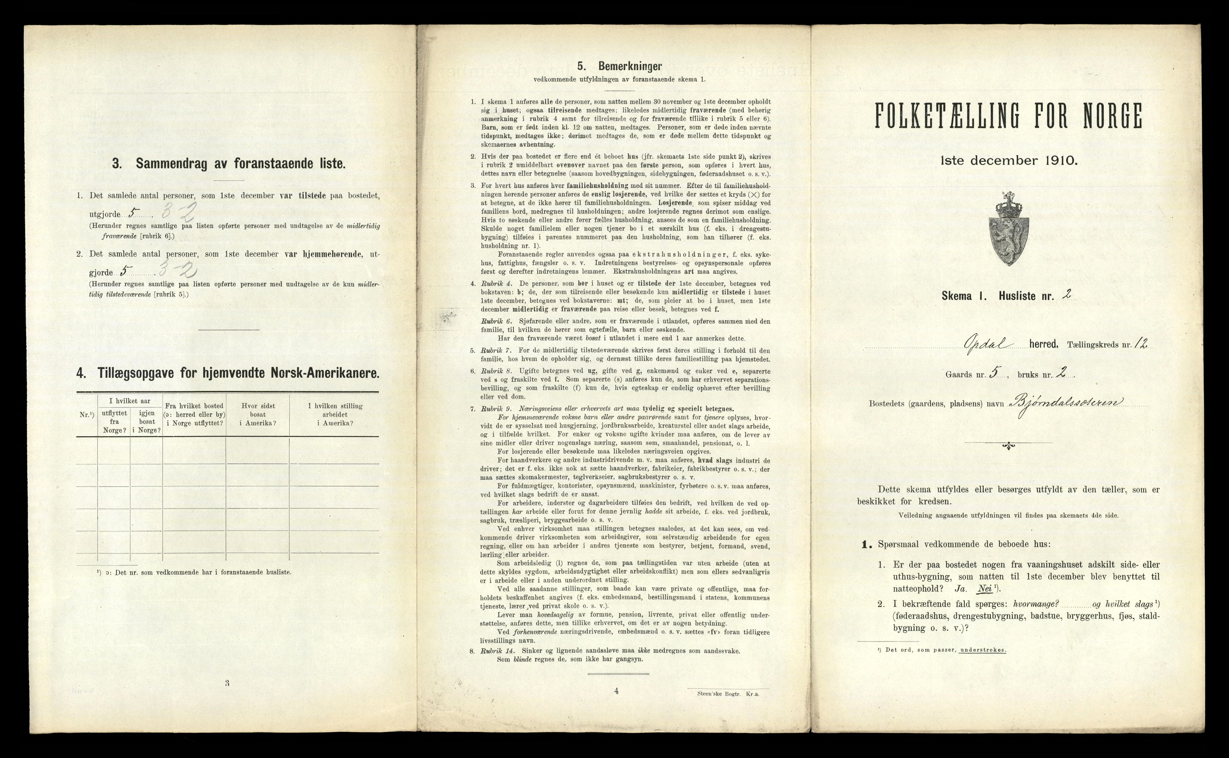 RA, 1910 census for Oppdal, 1910, p. 1371