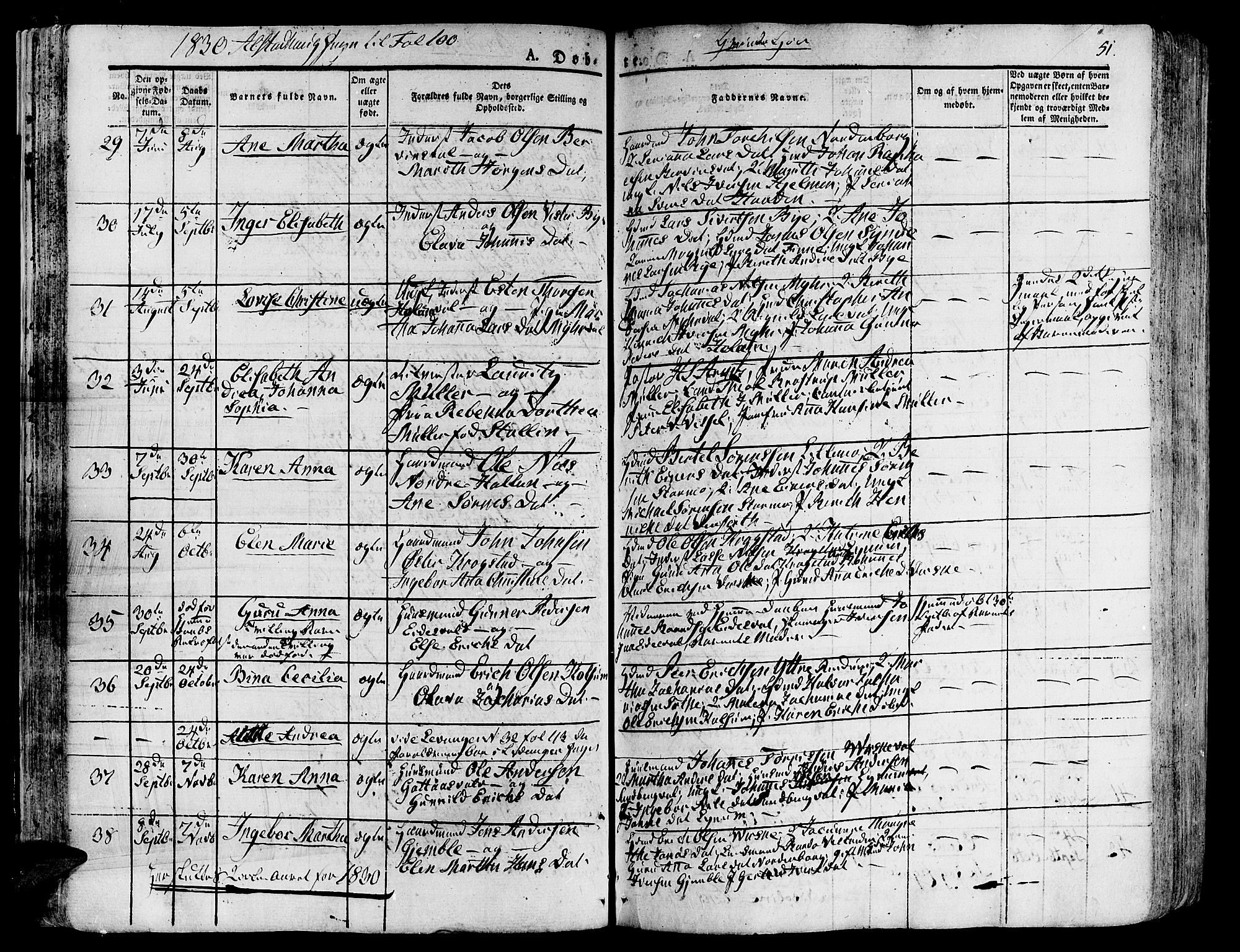 Ministerialprotokoller, klokkerbøker og fødselsregistre - Nord-Trøndelag, AV/SAT-A-1458/717/L0152: Parish register (official) no. 717A05 /1, 1825-1836, p. 51