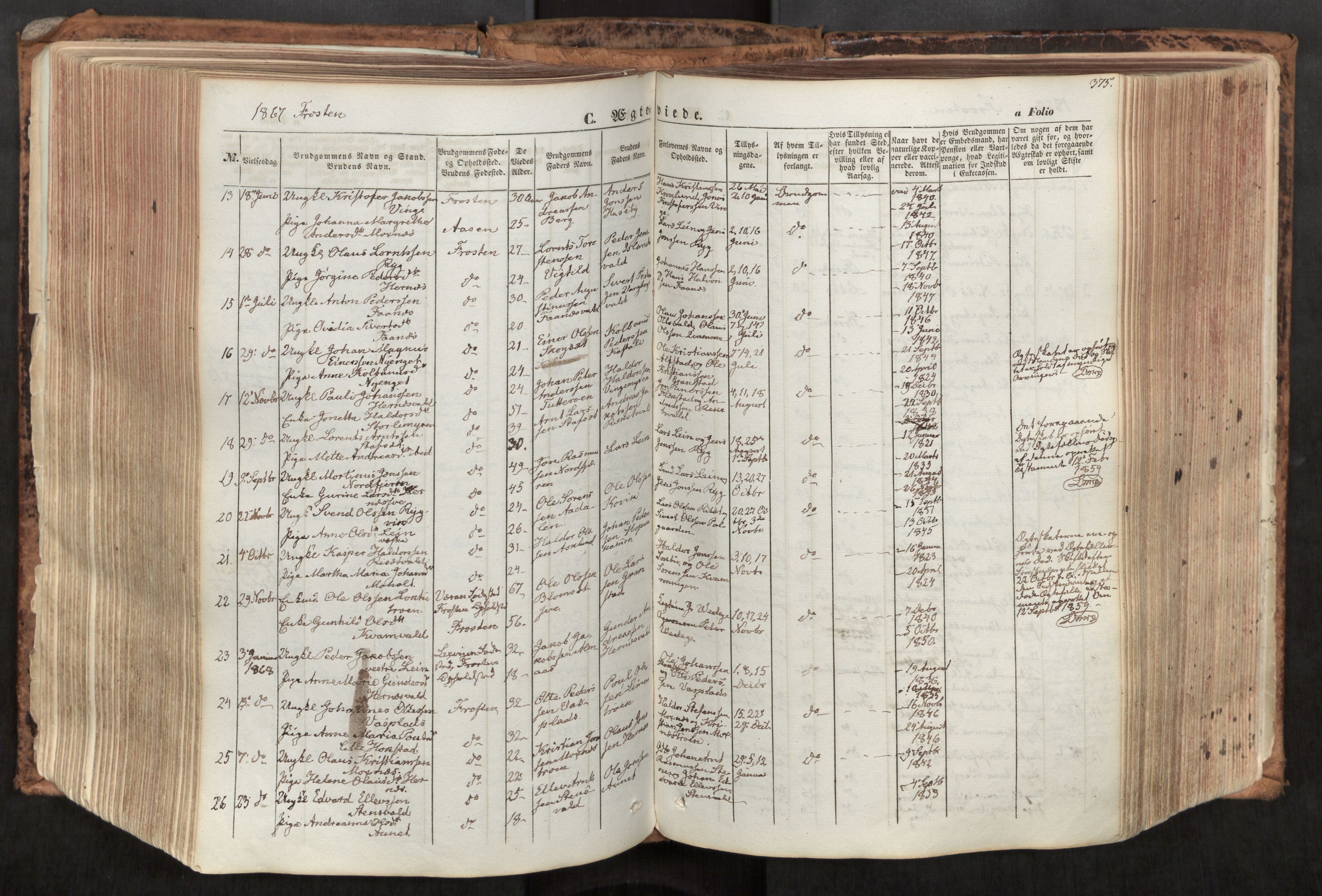 Ministerialprotokoller, klokkerbøker og fødselsregistre - Nord-Trøndelag, SAT/A-1458/713/L0116: Parish register (official) no. 713A07, 1850-1877, p. 375