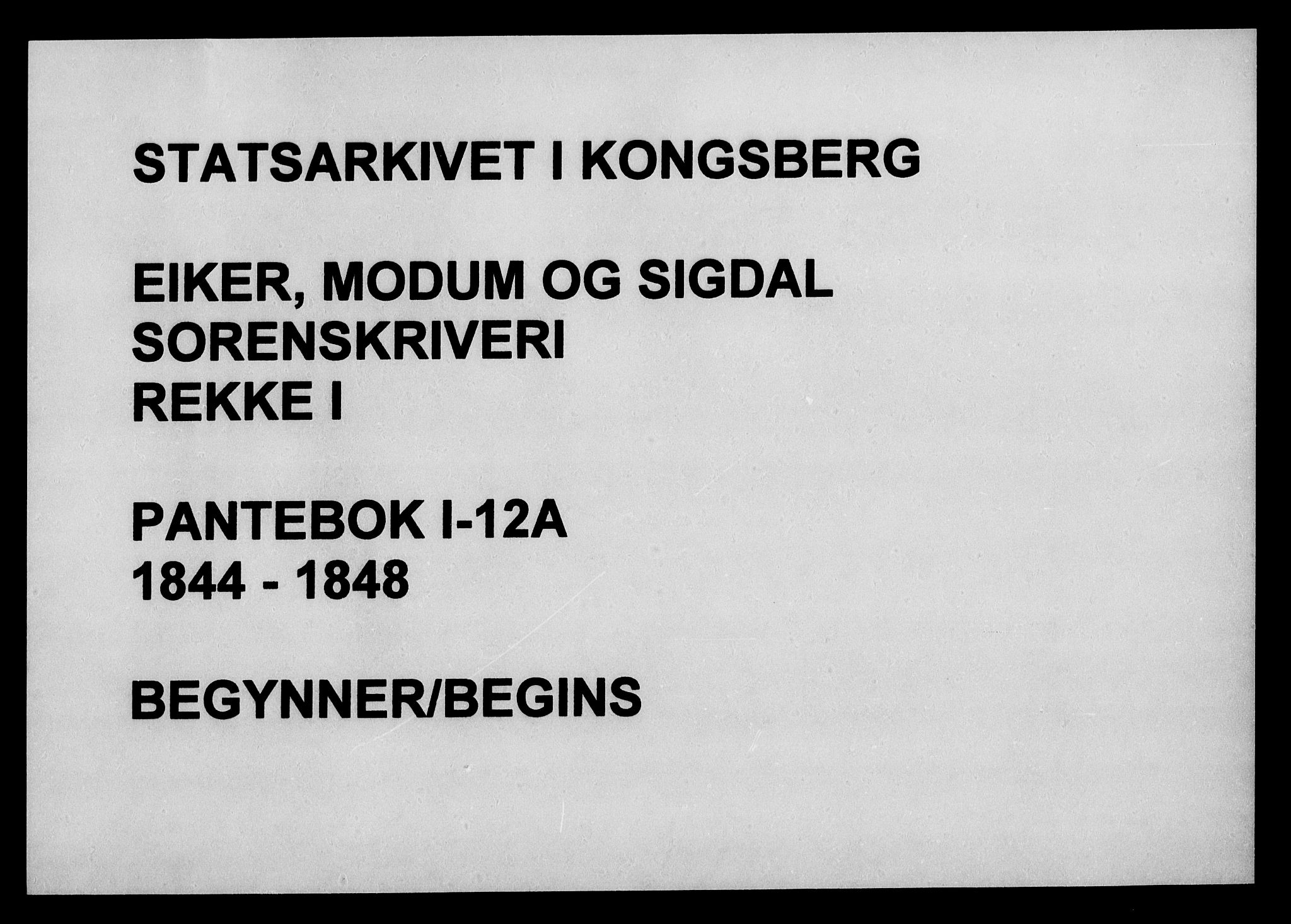 Eiker, Modum og Sigdal sorenskriveri, AV/SAKO-A-123/G/Ga/Gaa/L0012a: Mortgage book no. I 12a, 1844-1848