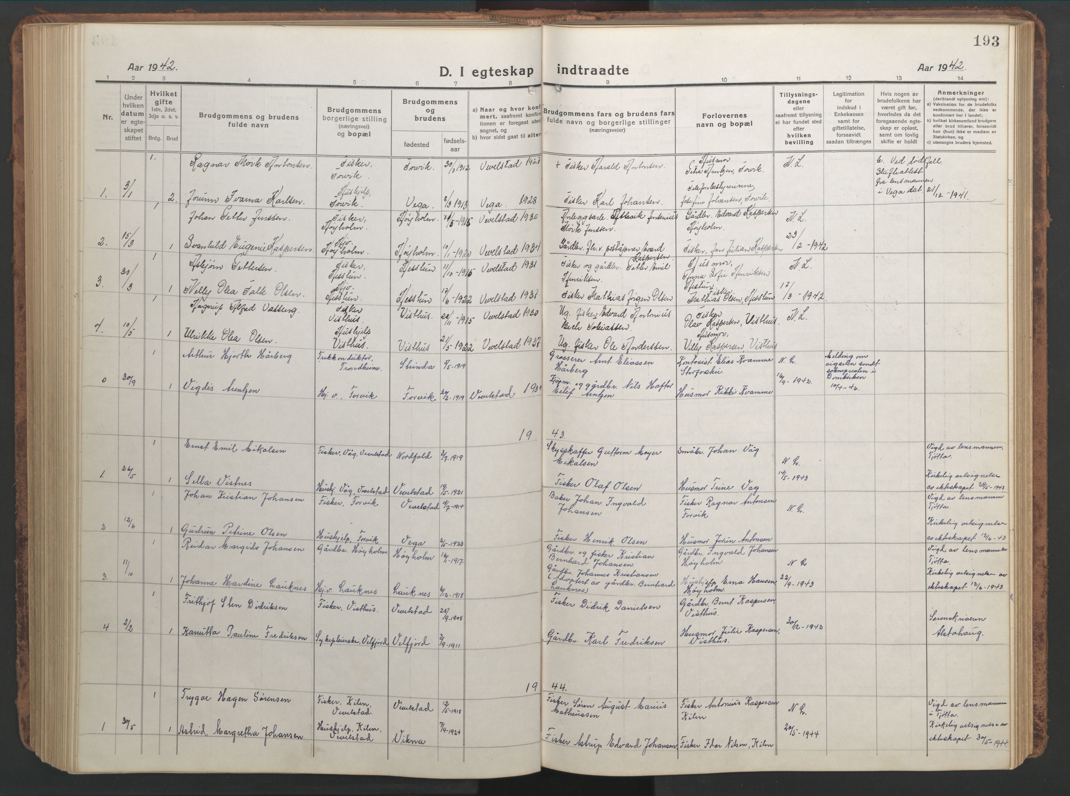 Ministerialprotokoller, klokkerbøker og fødselsregistre - Nordland, AV/SAT-A-1459/819/L0278: Parish register (copy) no. 819C04, 1917-1967, p. 193