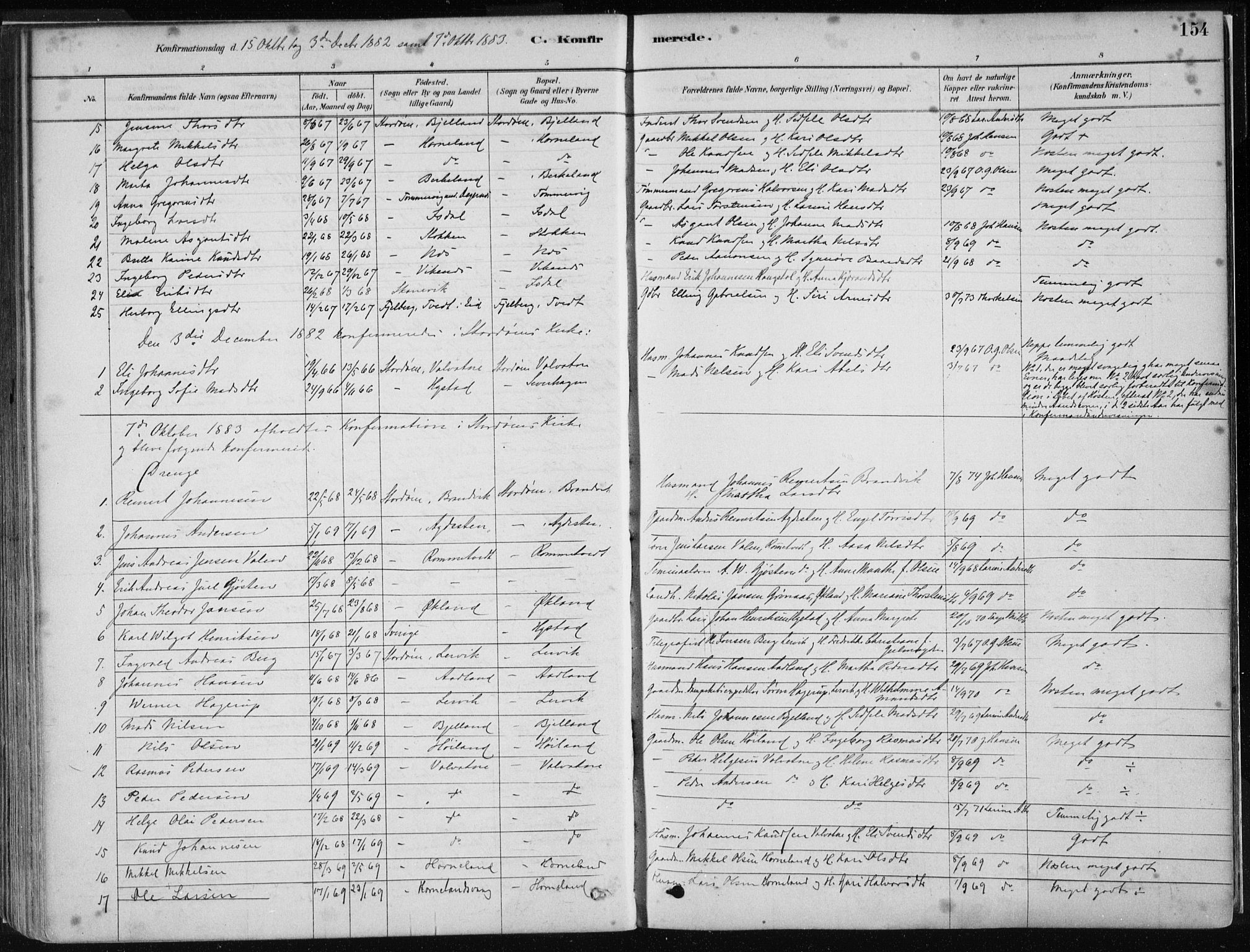 Stord sokneprestembete, SAB/A-78201/H/Haa: Parish register (official) no. B 2, 1878-1913, p. 154