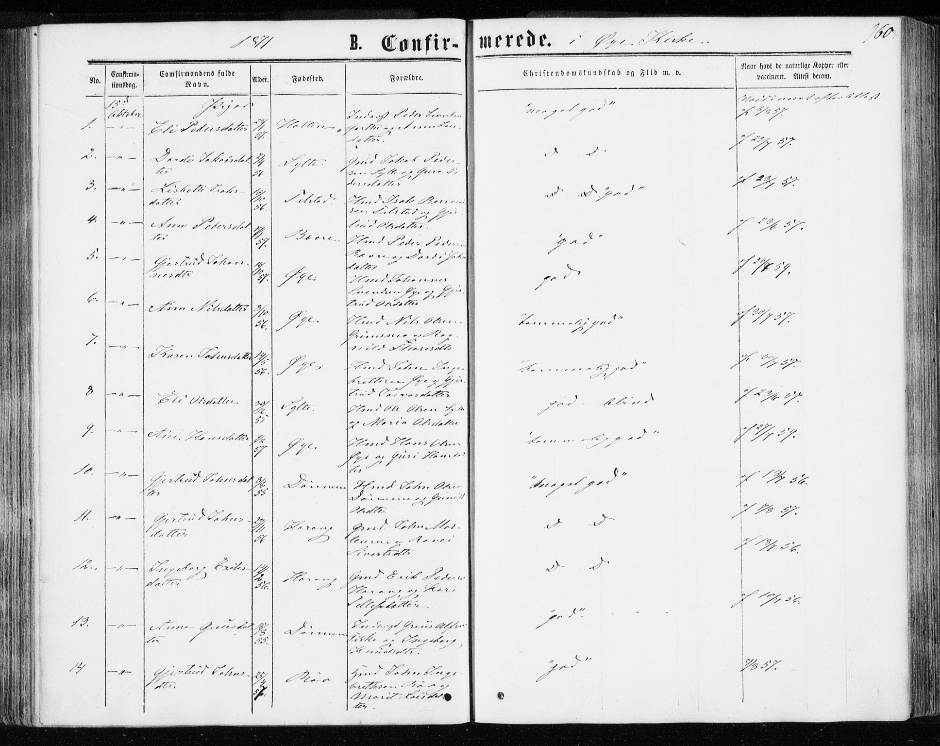 Ministerialprotokoller, klokkerbøker og fødselsregistre - Møre og Romsdal, AV/SAT-A-1454/595/L1045: Parish register (official) no. 595A07, 1863-1873, p. 160