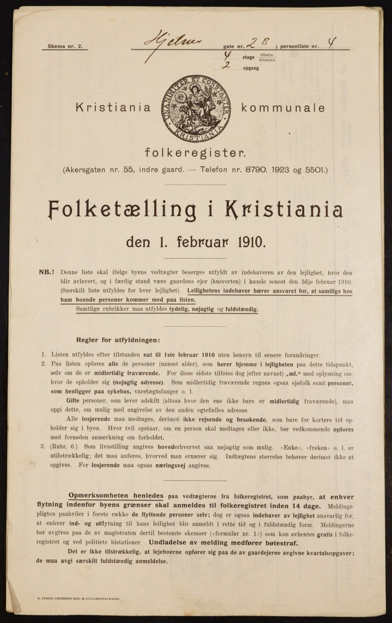 OBA, Municipal Census 1910 for Kristiania, 1910, p. 39407