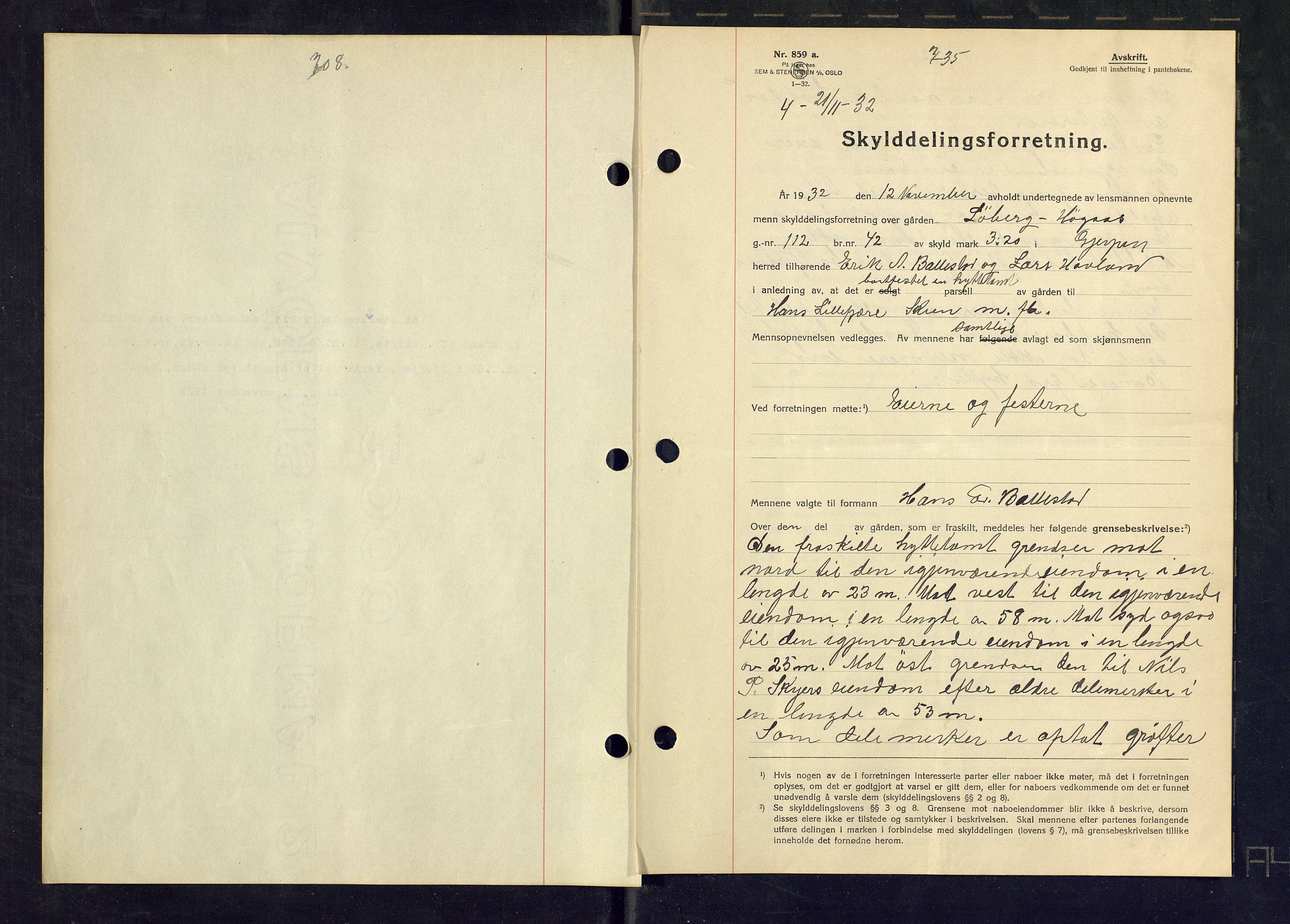 Gjerpen sorenskriveri, SAKO/A-216/G/Ga/Gaa/L0059: Mortgage book no. I 59-60 og 62, 1932-1934, Deed date: 21.11.1932