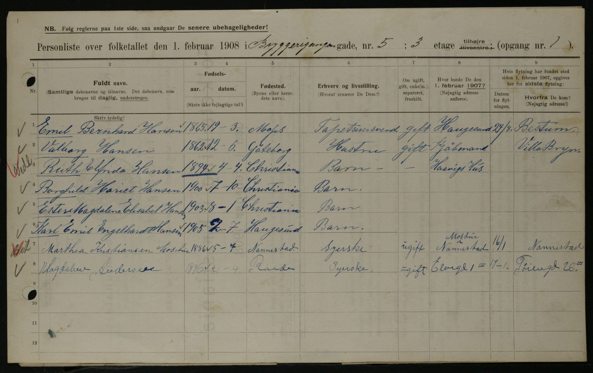 OBA, Municipal Census 1908 for Kristiania, 1908, p. 9758