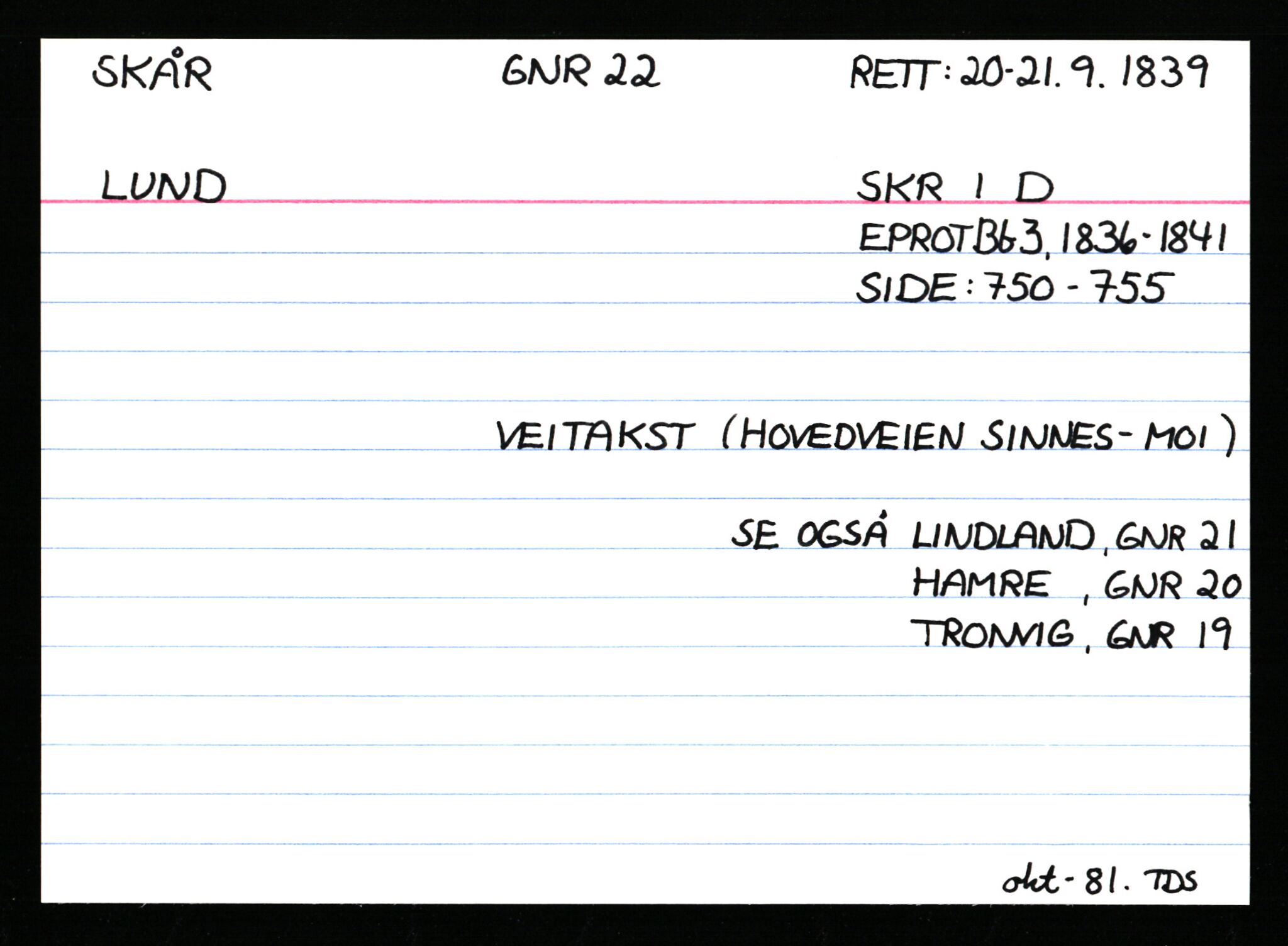Statsarkivet i Stavanger, AV/SAST-A-101971/03/Y/Ym/L0053: Åstedskort sortert etter gårdsnavn: Skudeneshavn - Solbjør, 1600-1950, p. 200