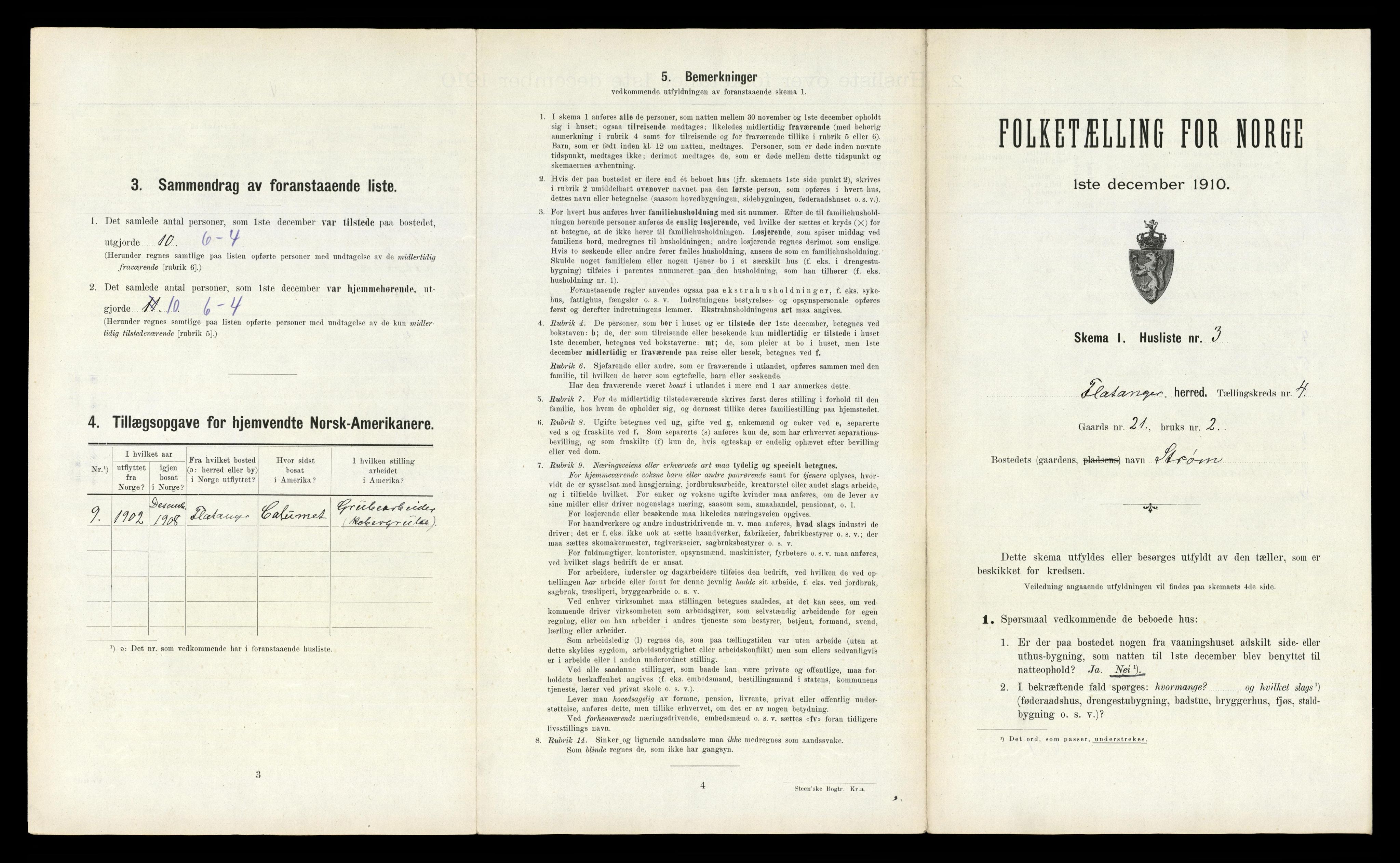 RA, 1910 census for Flatanger, 1910, p. 333