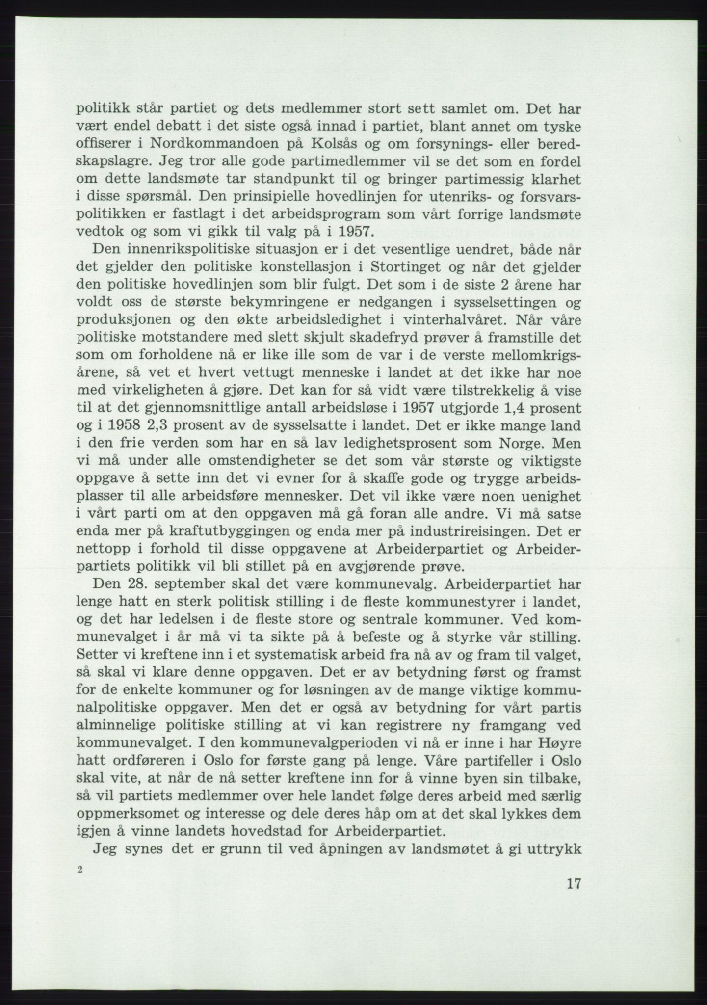 Det norske Arbeiderparti - publikasjoner, AAB/-/-/-: Protokoll over forhandlingene på det 37. ordinære landsmøte 7.-9. mai 1959 i Oslo, 1959, p. 17