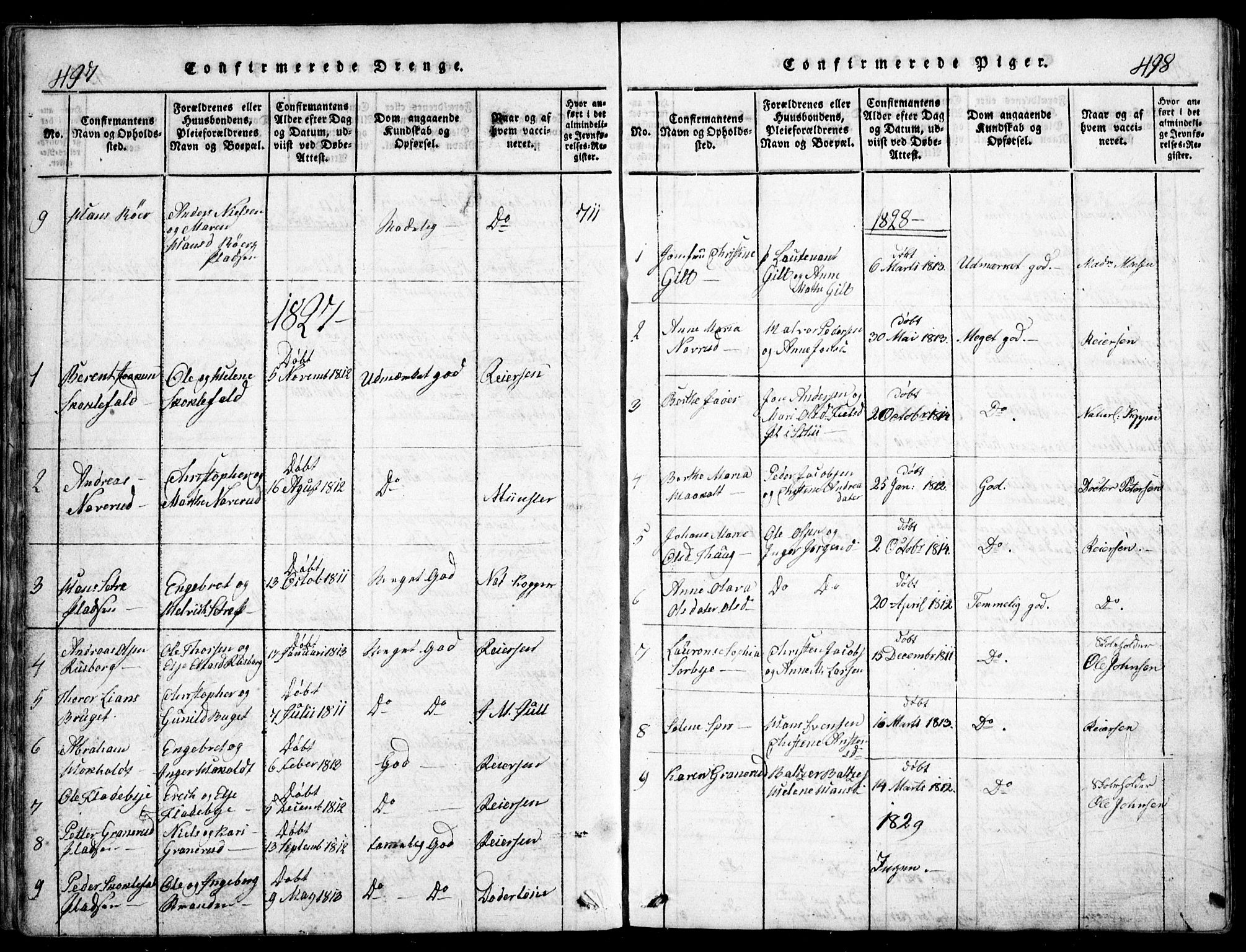 Nesodden prestekontor Kirkebøker, SAO/A-10013/G/Ga/L0001: Parish register (copy) no. I 1, 1814-1847, p. 497-498