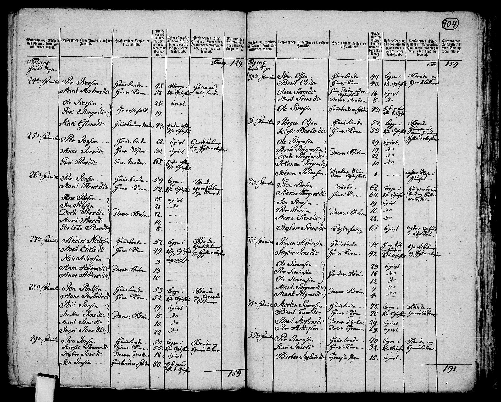 RA, 1801 census for 0436P Tolga, 1801, p. 903b-904a