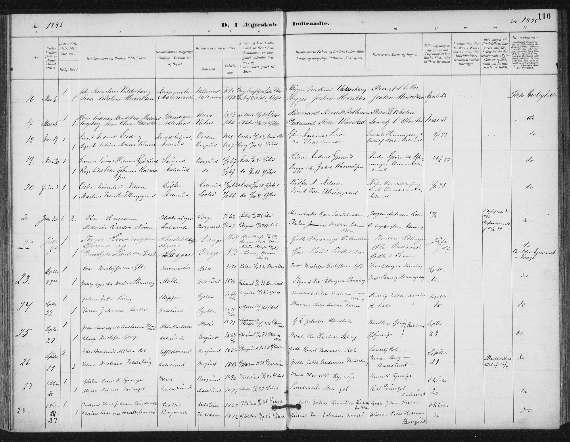Ministerialprotokoller, klokkerbøker og fødselsregistre - Møre og Romsdal, SAT/A-1454/529/L0457: Parish register (official) no. 529A07, 1894-1903, p. 116