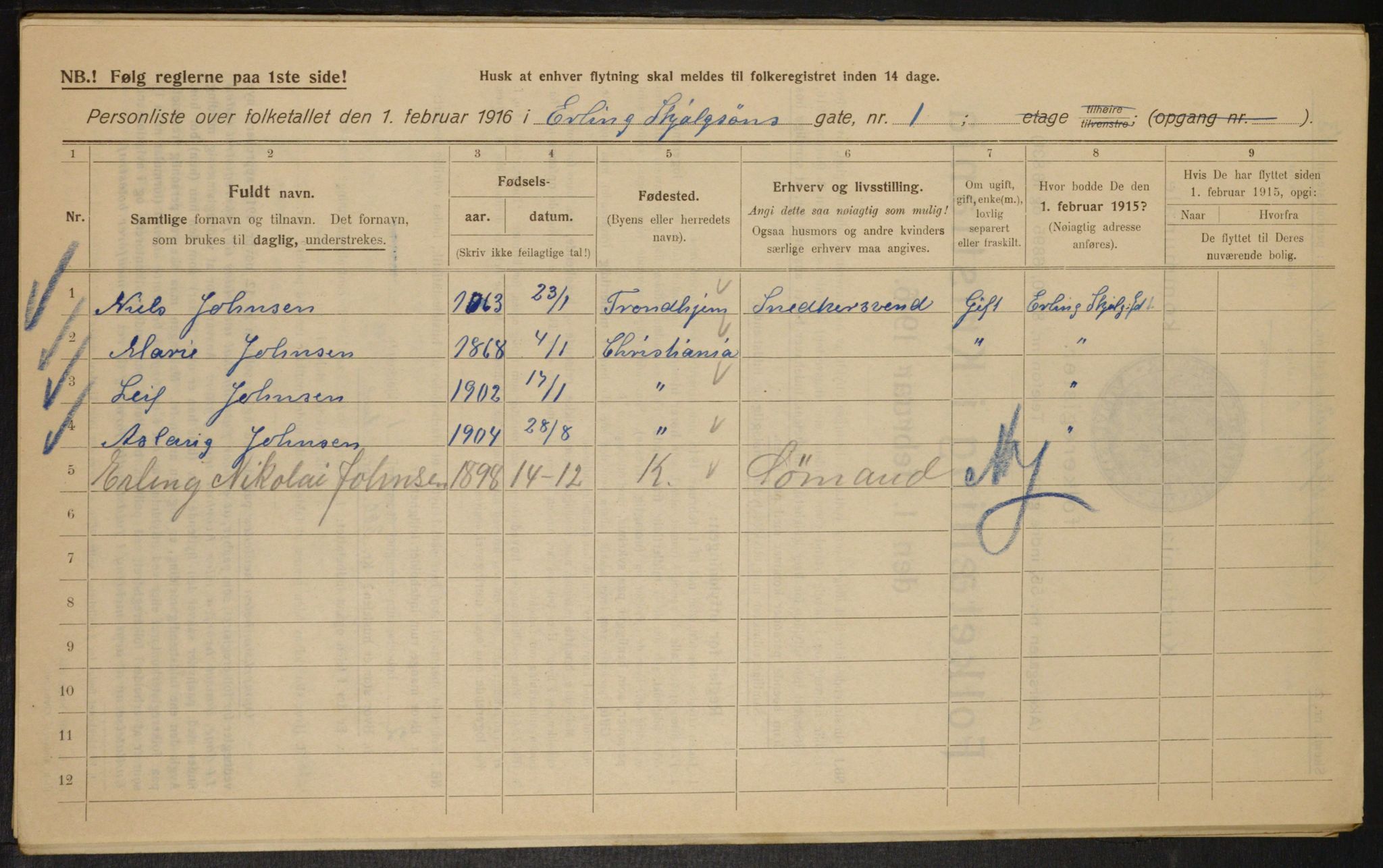 OBA, Municipal Census 1916 for Kristiania, 1916, p. 22400