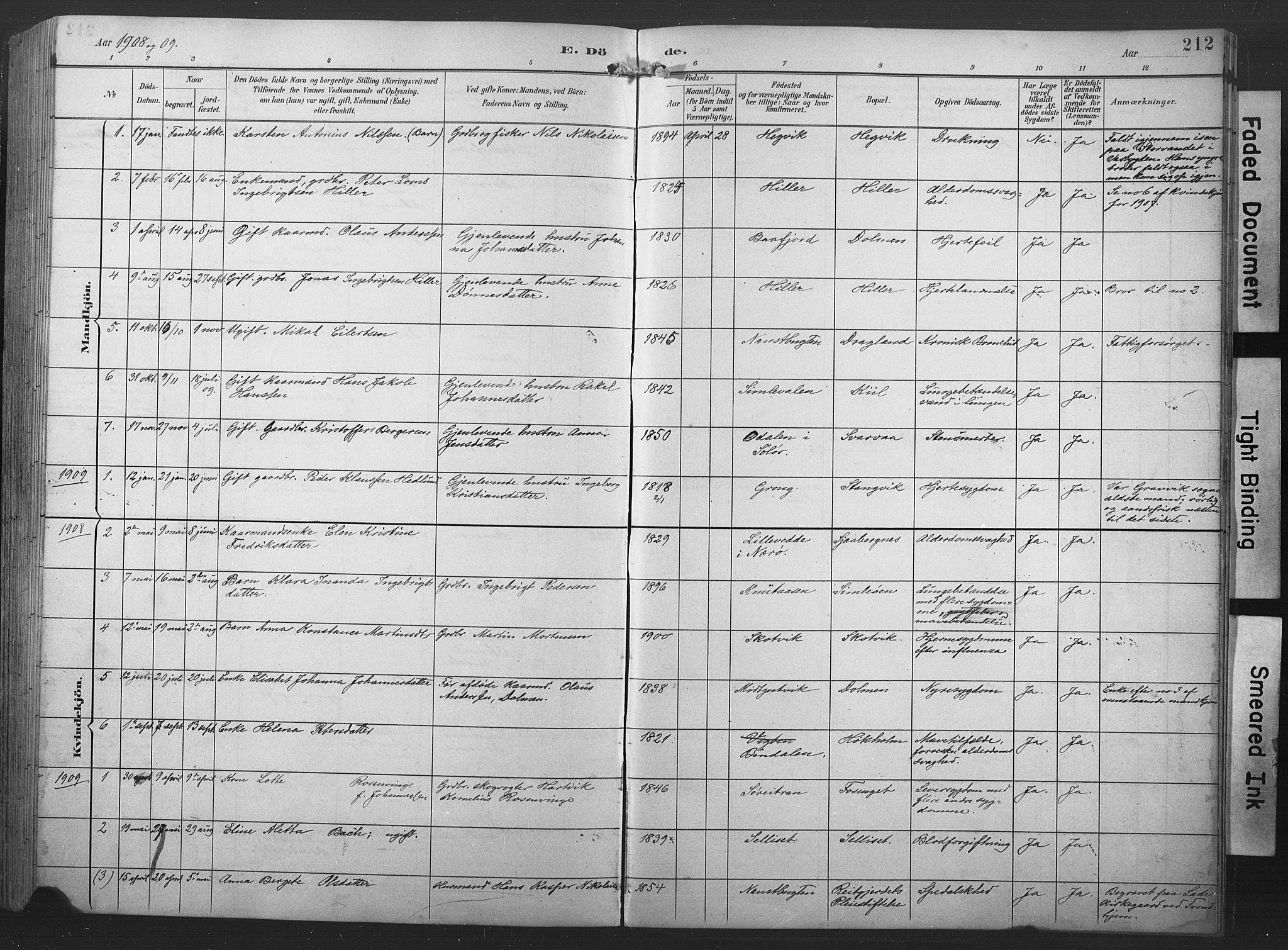 Ministerialprotokoller, klokkerbøker og fødselsregistre - Nord-Trøndelag, AV/SAT-A-1458/789/L0706: Parish register (copy) no. 789C01, 1888-1931, p. 212