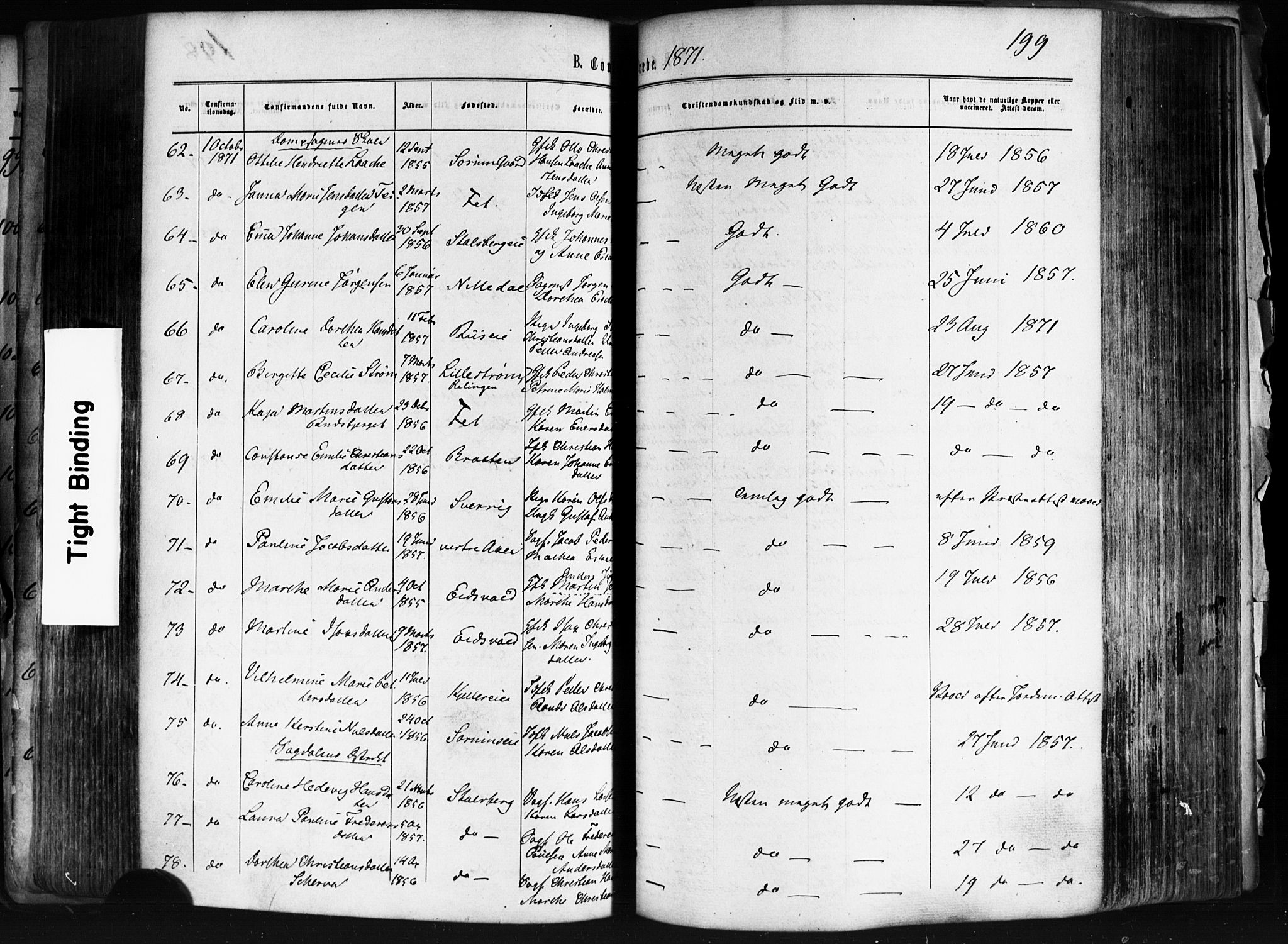 Skedsmo prestekontor Kirkebøker, AV/SAO-A-10033a/F/Fa/L0011: Parish register (official) no. I 11, 1866-1876, p. 199