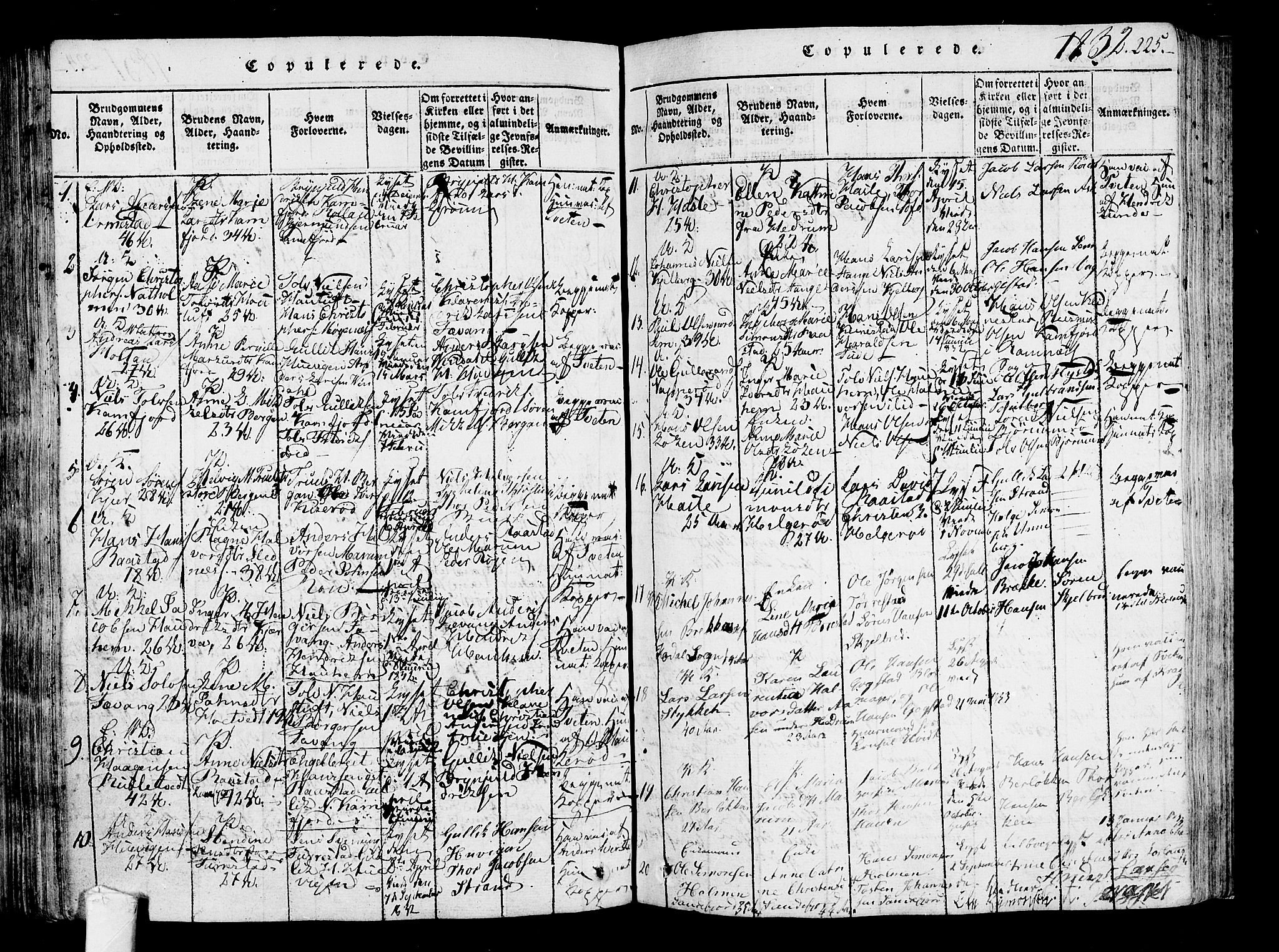 Sandar kirkebøker, SAKO/A-243/F/Fa/L0004: Parish register (official) no. 4, 1814-1832, p. 225