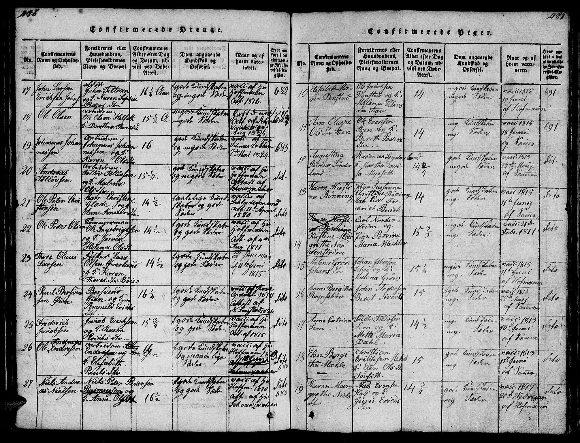 Ministerialprotokoller, klokkerbøker og fødselsregistre - Møre og Romsdal, AV/SAT-A-1454/572/L0856: Parish register (copy) no. 572C01, 1819-1832, p. 486-487