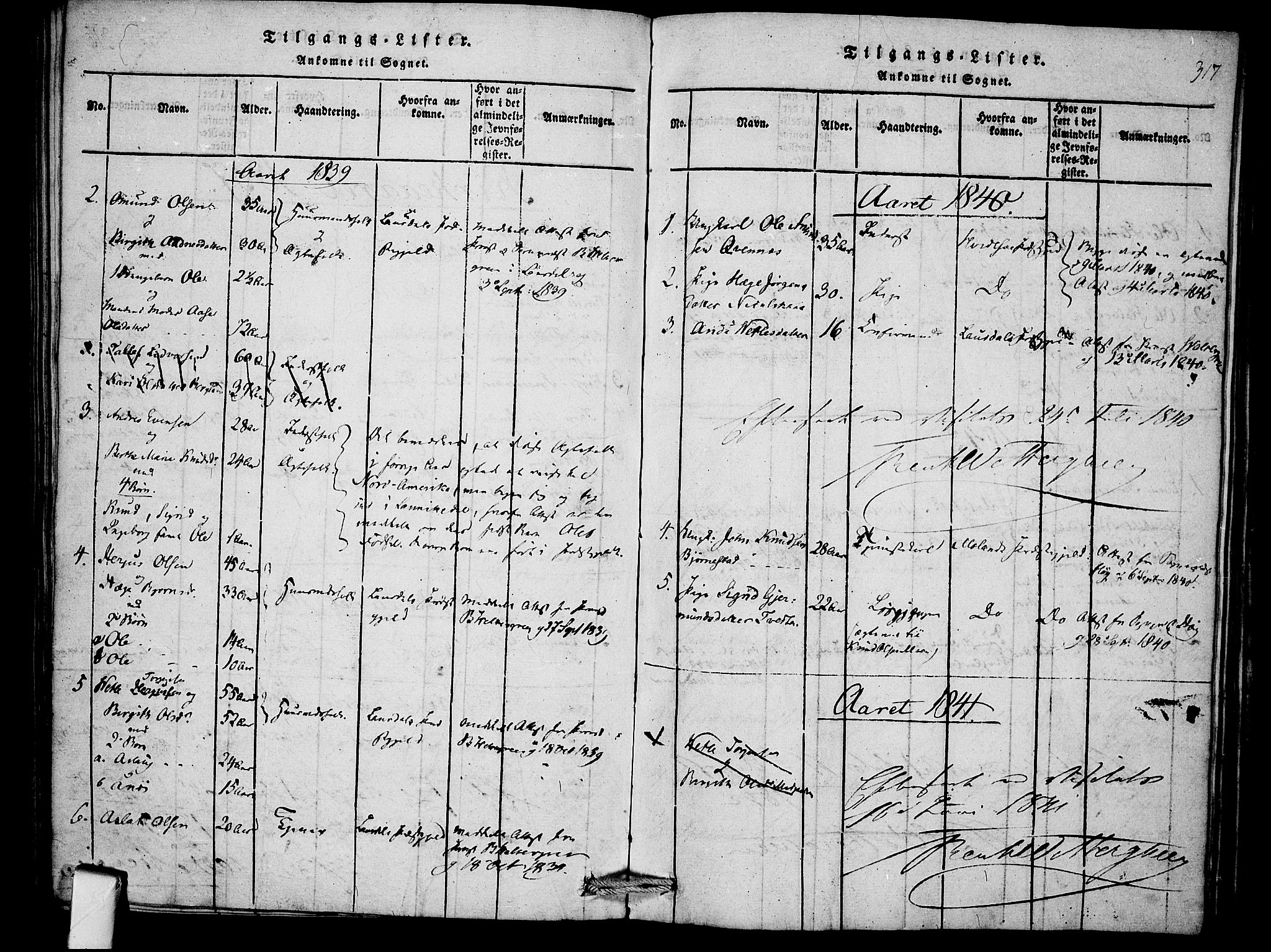 Mo kirkebøker, SAKO/A-286/F/Fb/L0001: Parish register (official) no. II 1, 1814-1844, p. 317