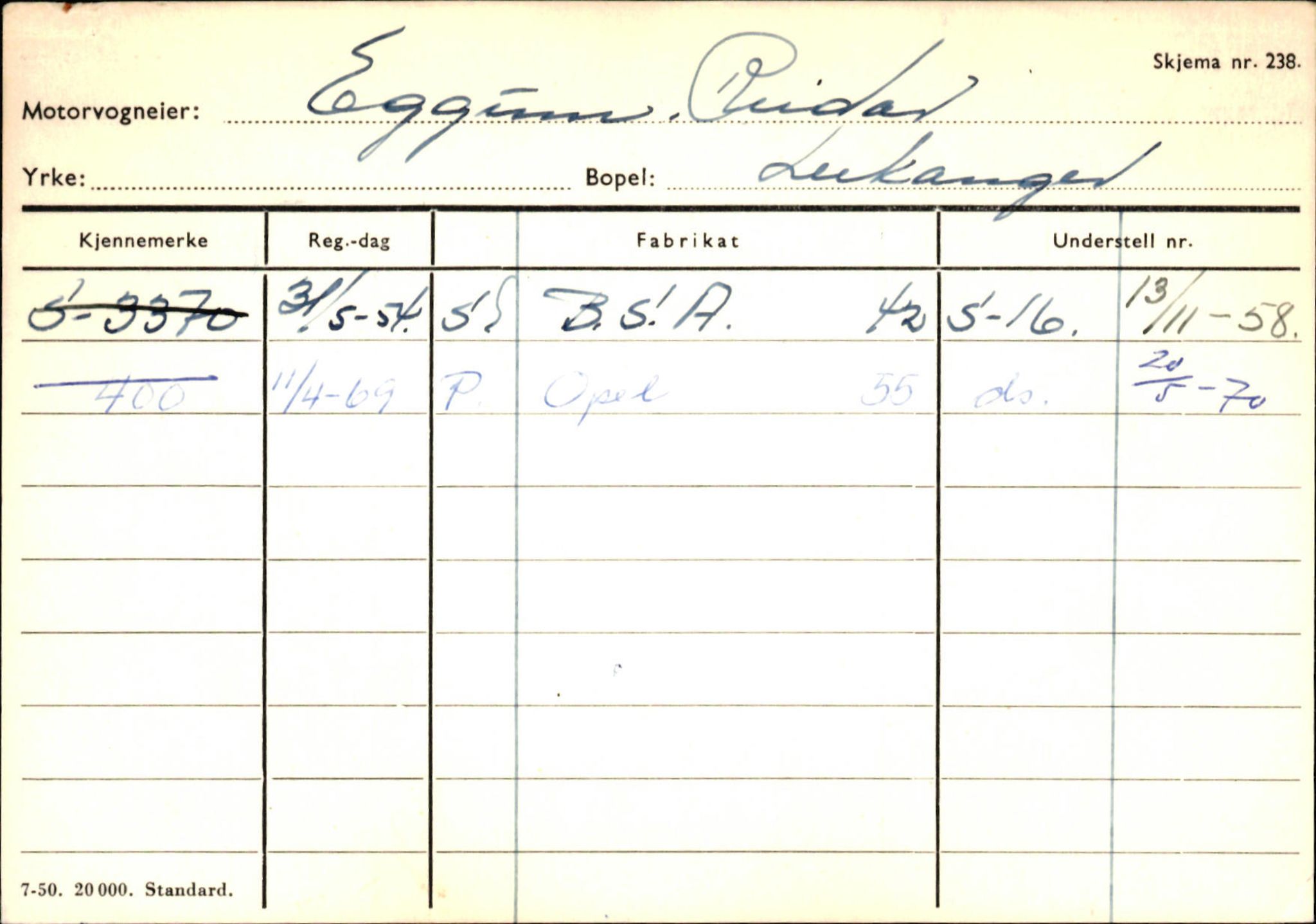 Statens vegvesen, Sogn og Fjordane vegkontor, AV/SAB-A-5301/4/F/L0126: Eigarregister Fjaler M-Å. Leikanger A-Å, 1945-1975, p. 1027