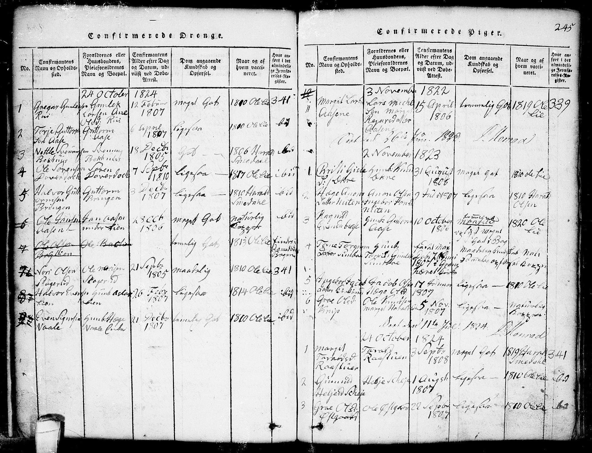 Seljord kirkebøker, SAKO/A-20/G/Gb/L0002: Parish register (copy) no. II 2, 1815-1854, p. 245