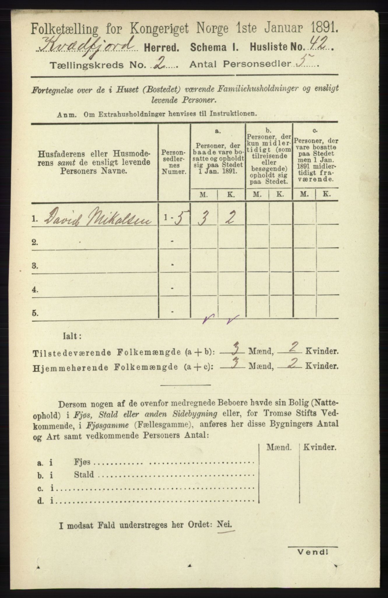 RA, 1891 census for 1911 Kvæfjord, 1891, p. 669