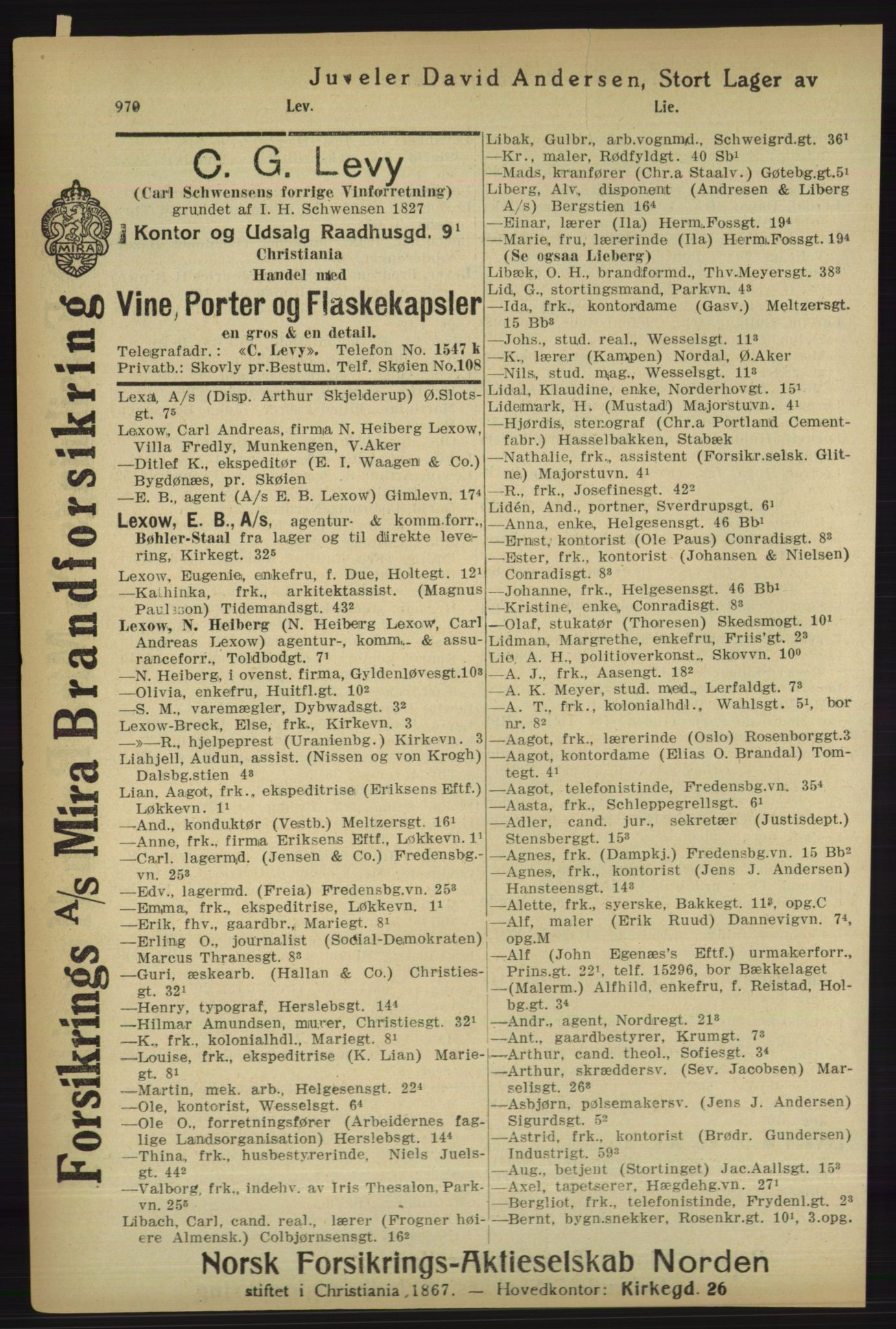 Kristiania/Oslo adressebok, PUBL/-, 1918, p. 995