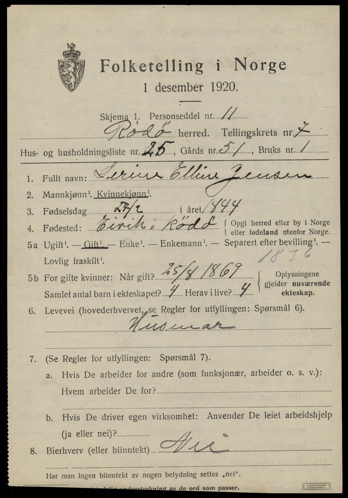 SAT, 1920 census for Rødøy, 1920, p. 4202