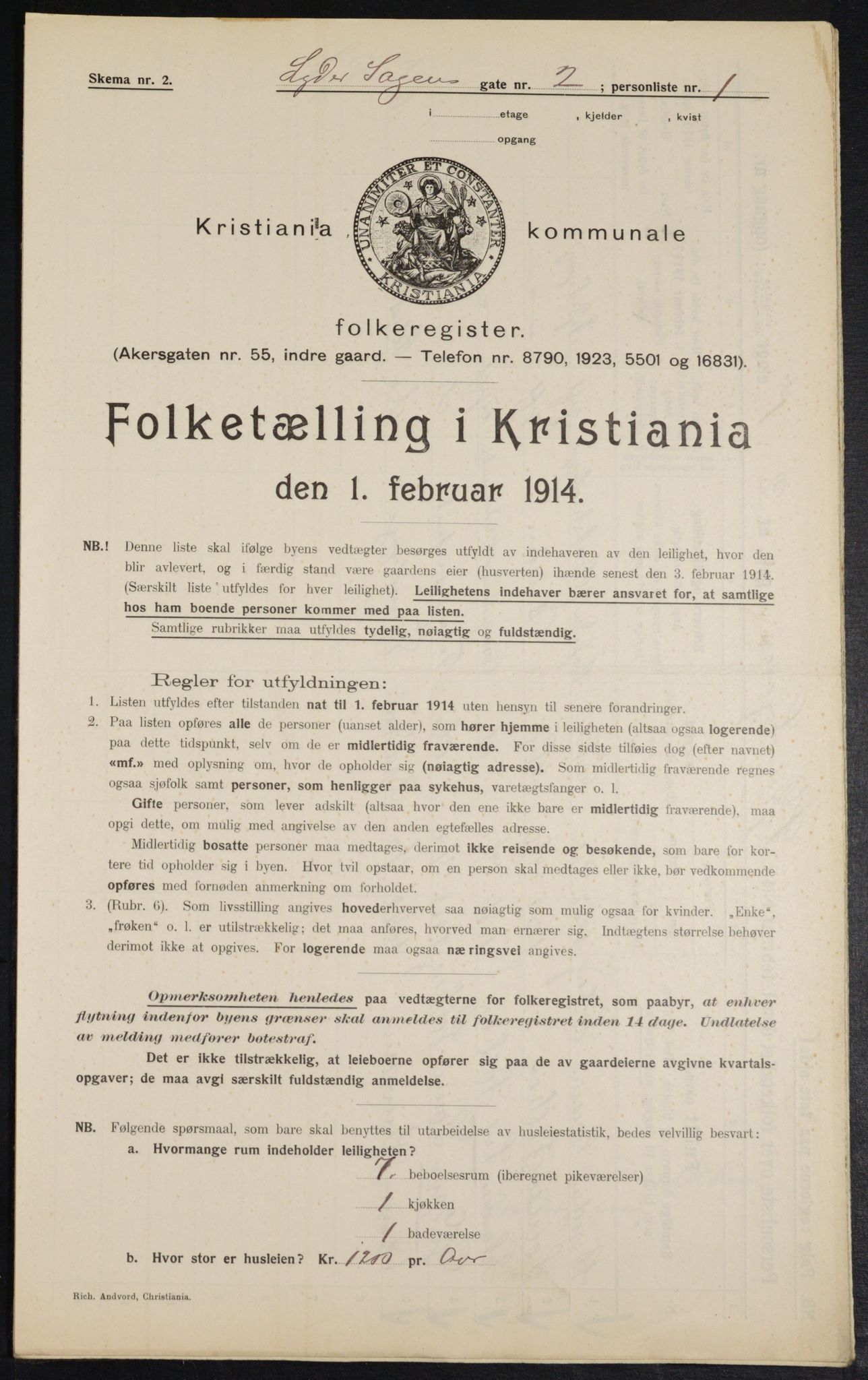 OBA, Municipal Census 1914 for Kristiania, 1914, p. 58376