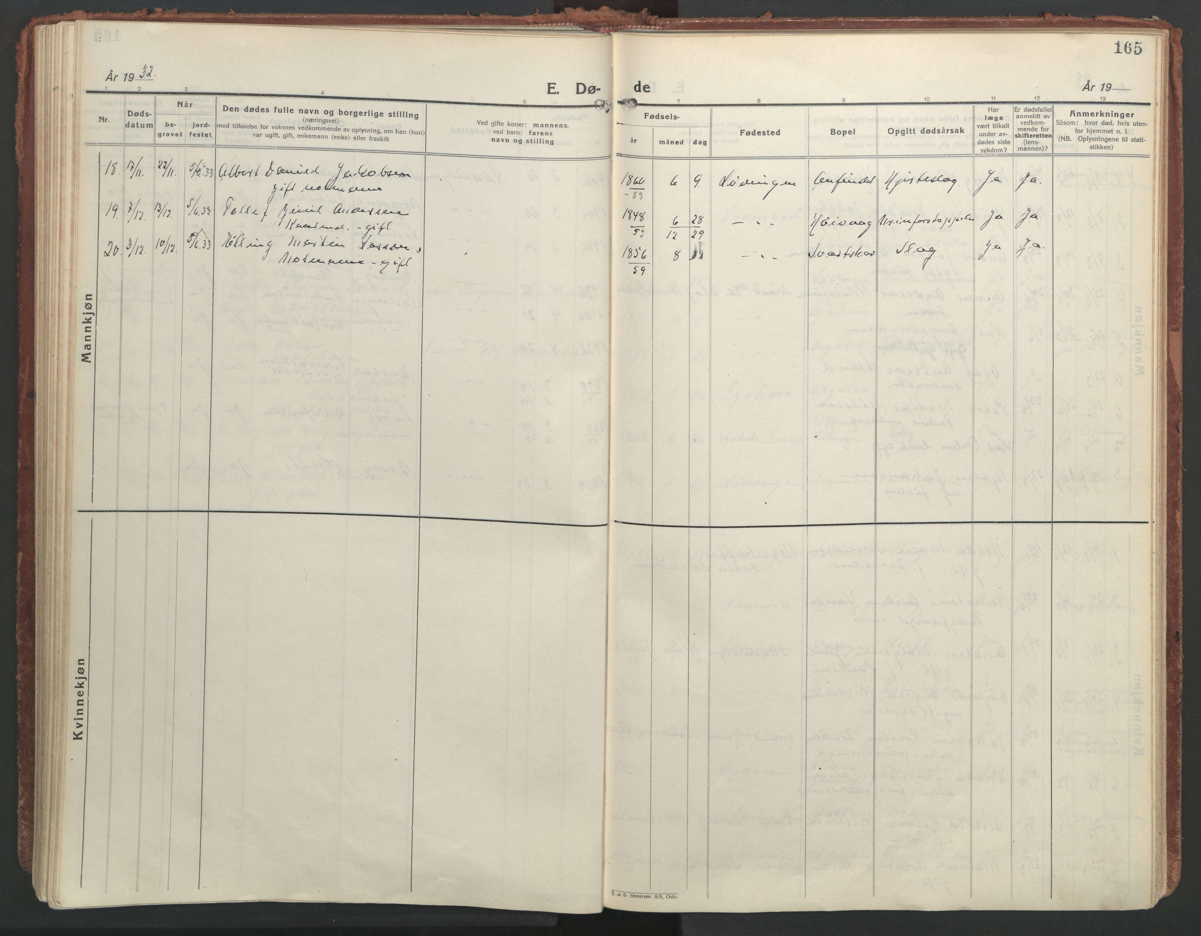 Ministerialprotokoller, klokkerbøker og fødselsregistre - Nordland, AV/SAT-A-1459/872/L1043: Parish register (official) no. 872A18, 1925-1939, p. 165