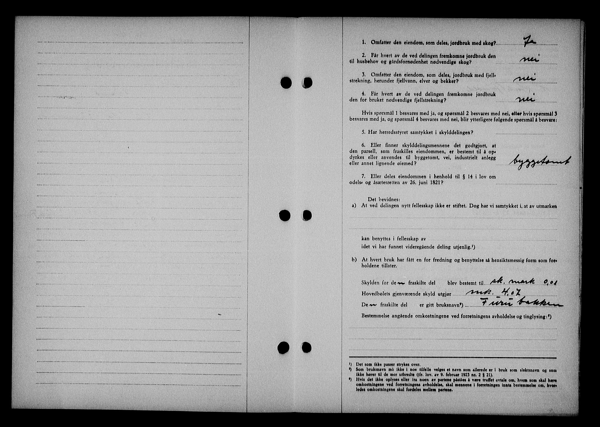 Vestre Nedenes/Sand sorenskriveri, SAK/1221-0010/G/Gb/Gba/L0053: Mortgage book no. A 6, 1944-1945, Diary no: : 252/1945