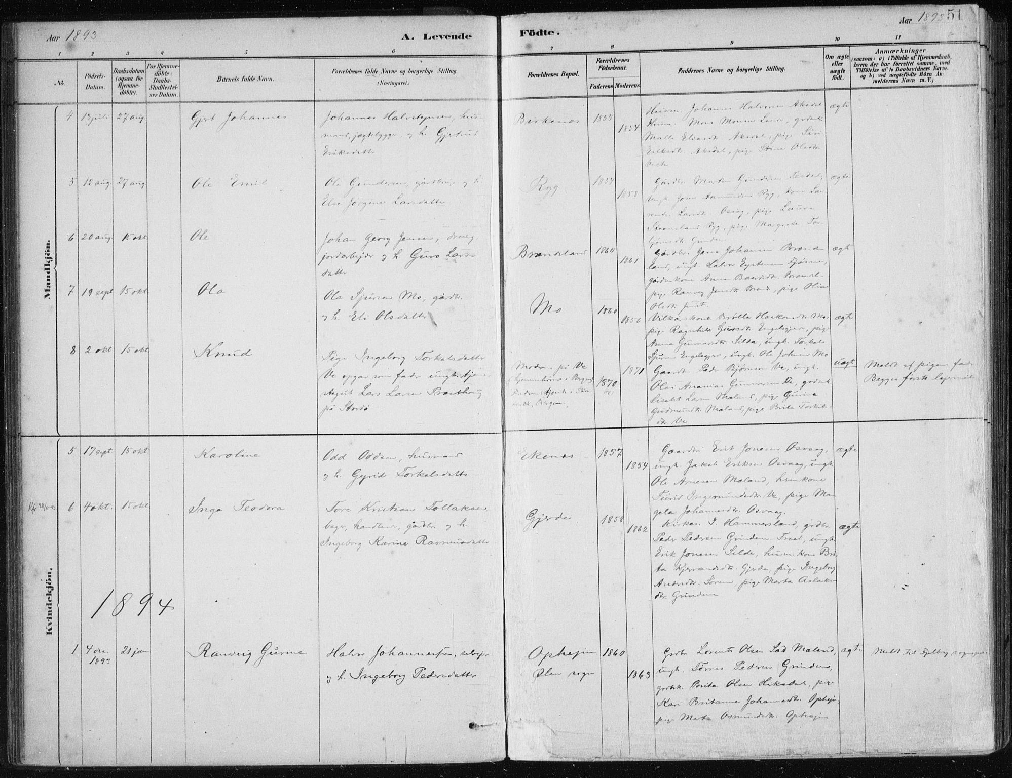 Etne sokneprestembete, AV/SAB-A-75001/H/Haa: Parish register (official) no. C  1, 1879-1919, p. 51